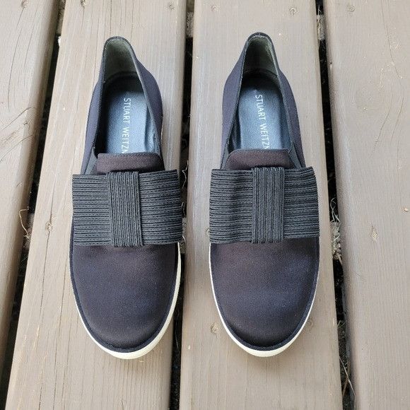 Designer × Stuart Weitzman Stuart Weitzman Black Satin Bowgal Bow Slip-on Platforms 9.5 Size US 9.5 / IT 39.5 - 5 Thumbnail