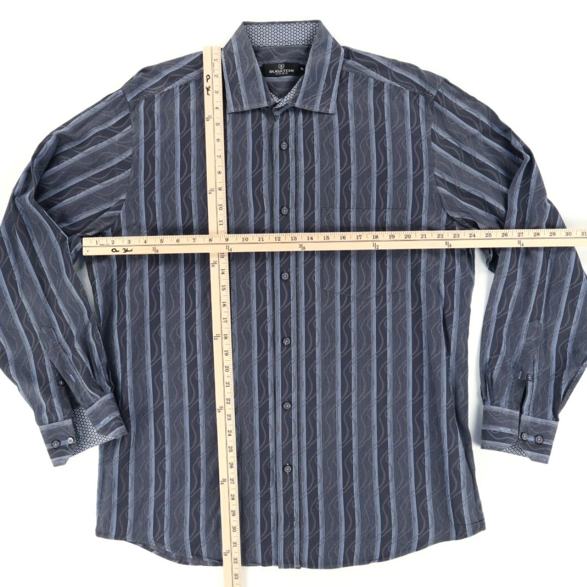 BUGATCHI Bugatchi Uomo Spiral Twill Cotton Striped Button Up Shirt Gray Men's XL Size US XL / EU 56 / 4 - 3 Thumbnail