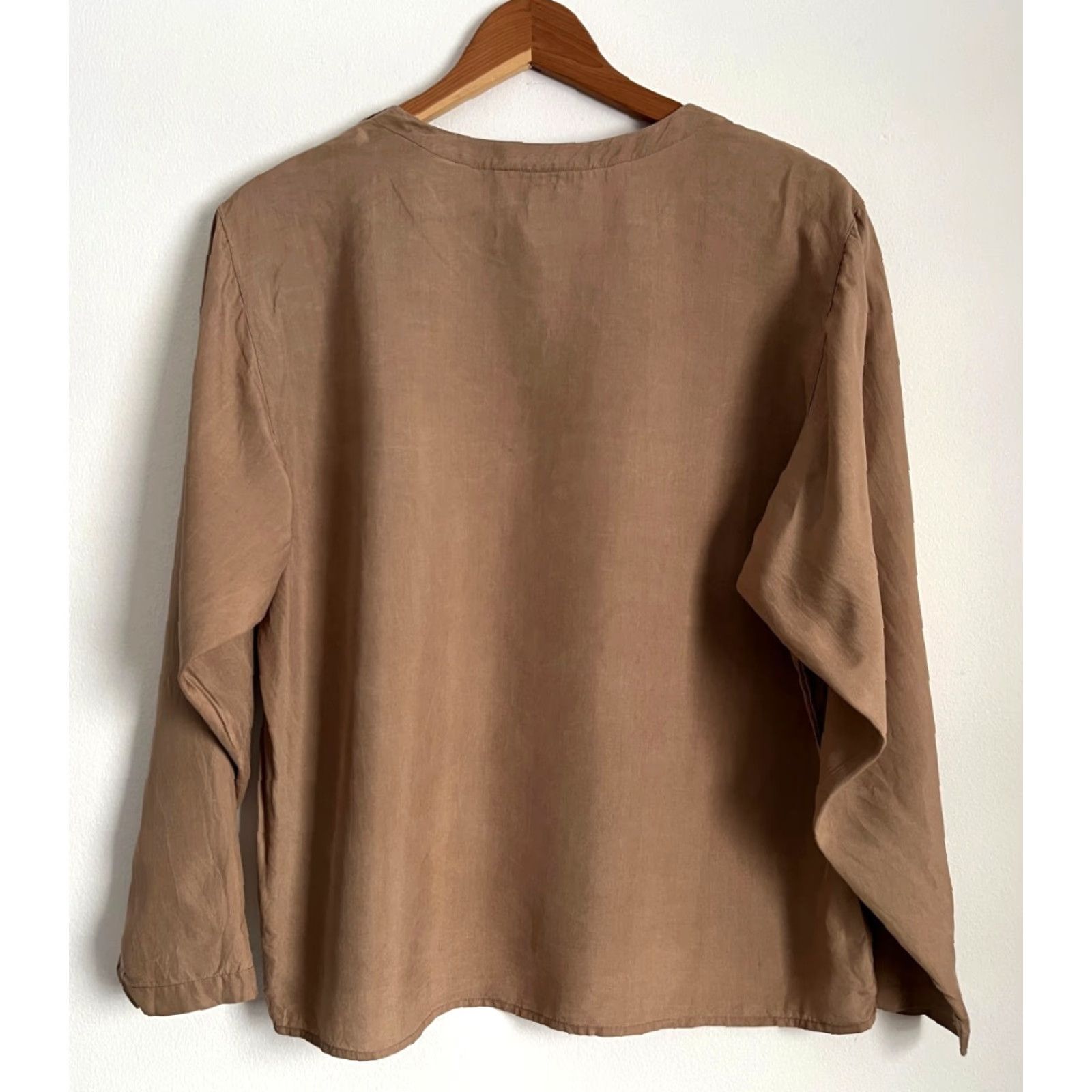 Vintage VINTAGE Women's Elliot Andrews Blouse Shirt 90s Silk Long Sleeve Sz 8 Brown Capricious Style Women’s Size M / US 6-8 / IT 42-44 - 2 Thumbnail