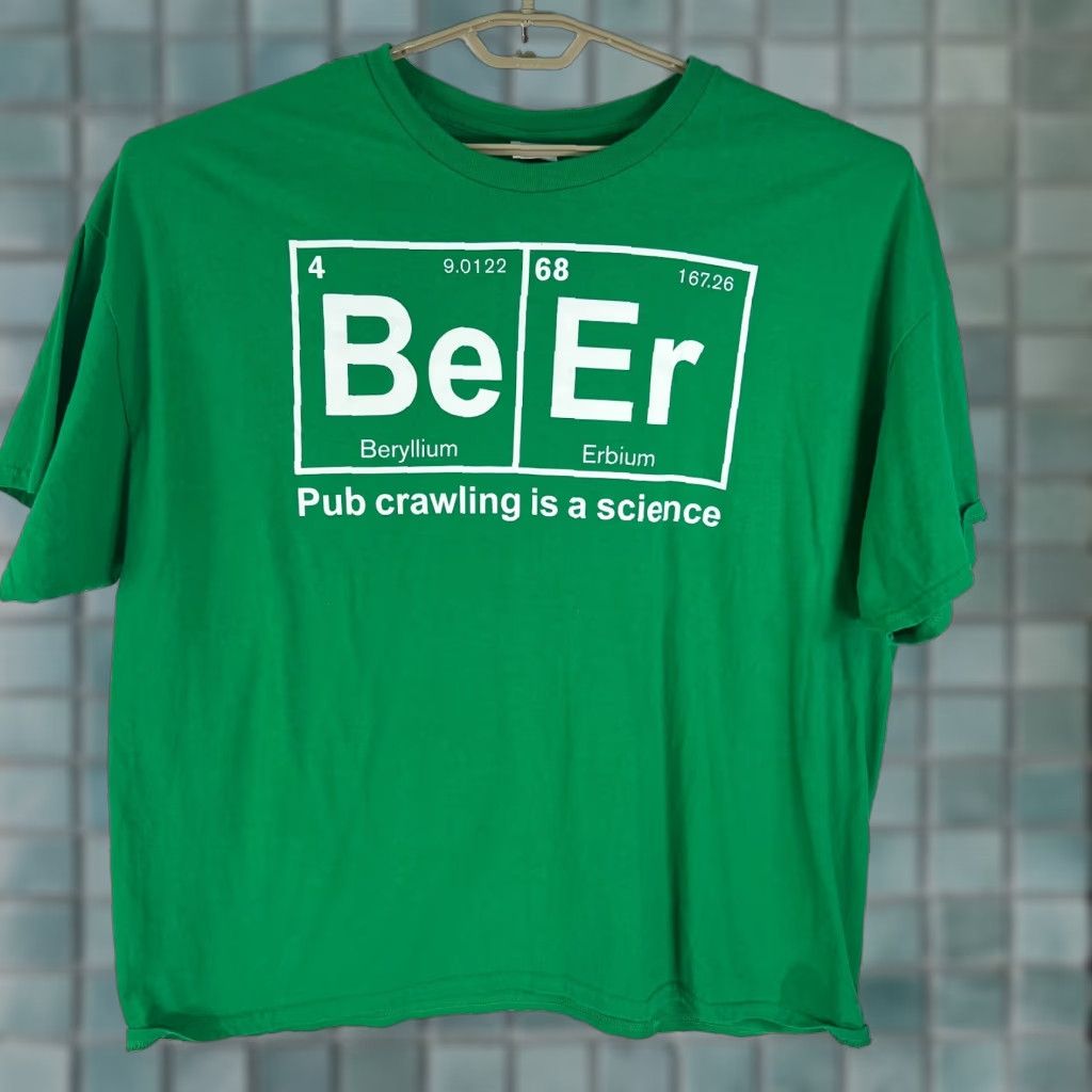 Gildan Gildan T-Shirt Mens Beryllium Erbium Pub Crawling Is A Science Green 3XL Graphic Crew Neck Short Sleeve 100% Cotton Size US XXL / EU 58 / 5 - 1 Thumbnail