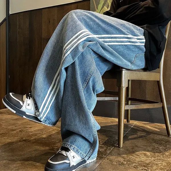 Japanese Brand Matsuzaka x Son Baggy Blue Track Denim Jeans Size US 34 / EU 50 - 7 Thumbnail