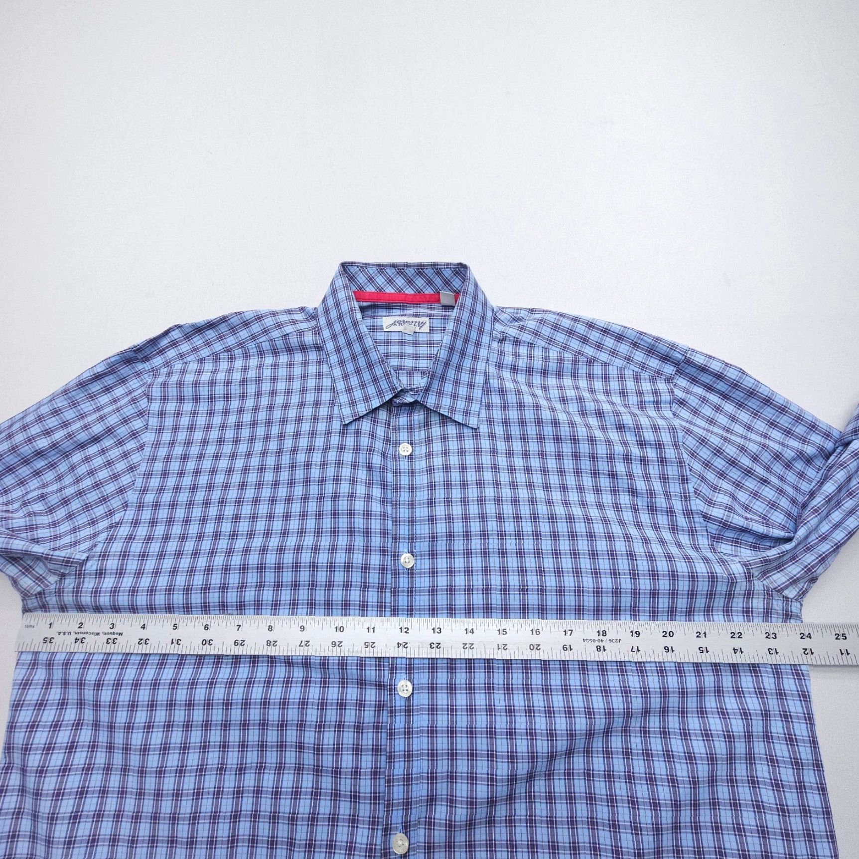 Vintage Jeremy Argyle NYC Shirt Mens XL Blue Plaid Long Sleeve Button Up 100% Cotton Size US XL / EU 56 / 4 - 6 Thumbnail