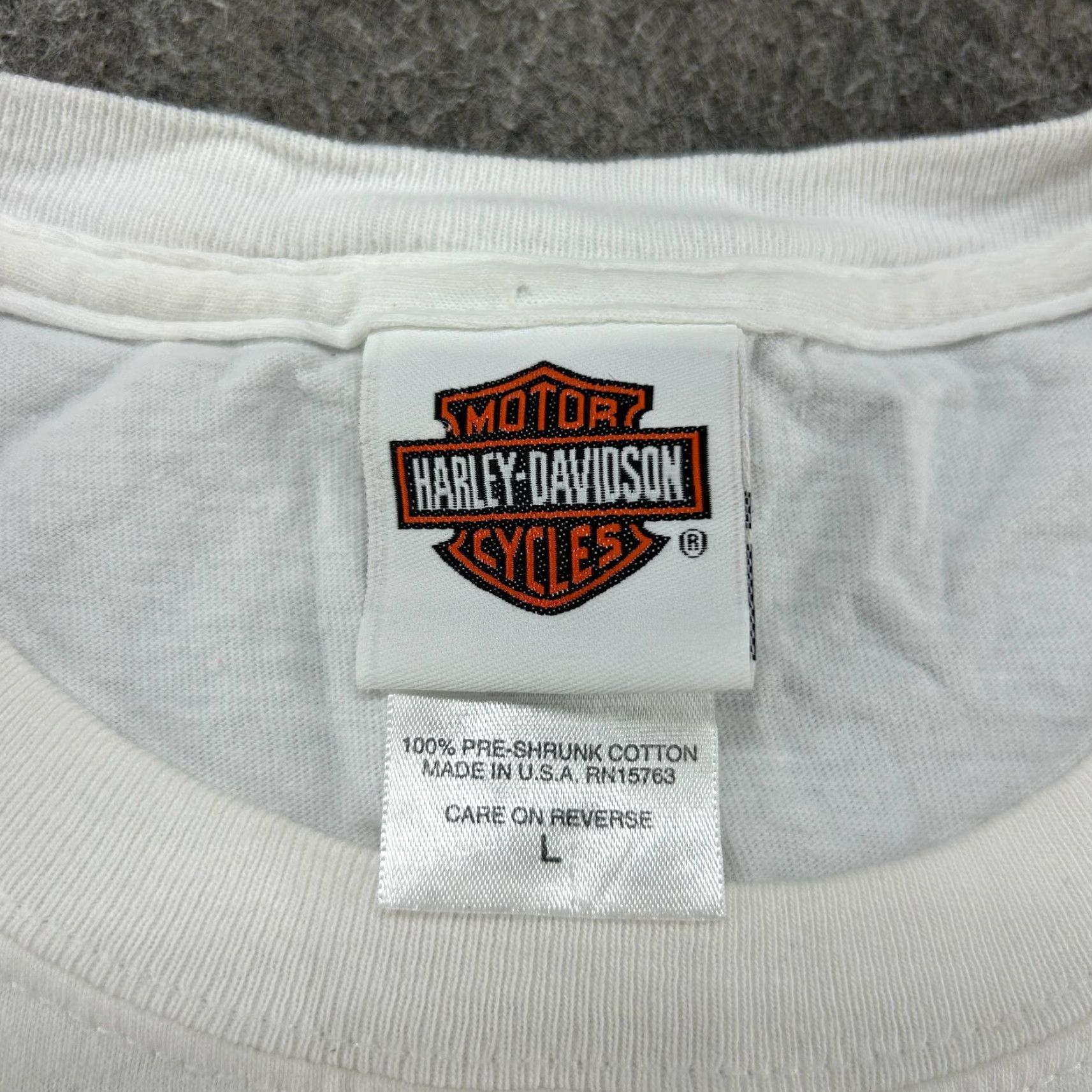 Harley Davidson VINTAGE Harley-Davidson Shirt Mens L White Rolling Thunder USA 90s Washington DC Y2K Graphic Print Crew Neck Short Sleeve Cotton Logo Reflective Size US L / EU 52-54 / 3 - 2 Thumbnail