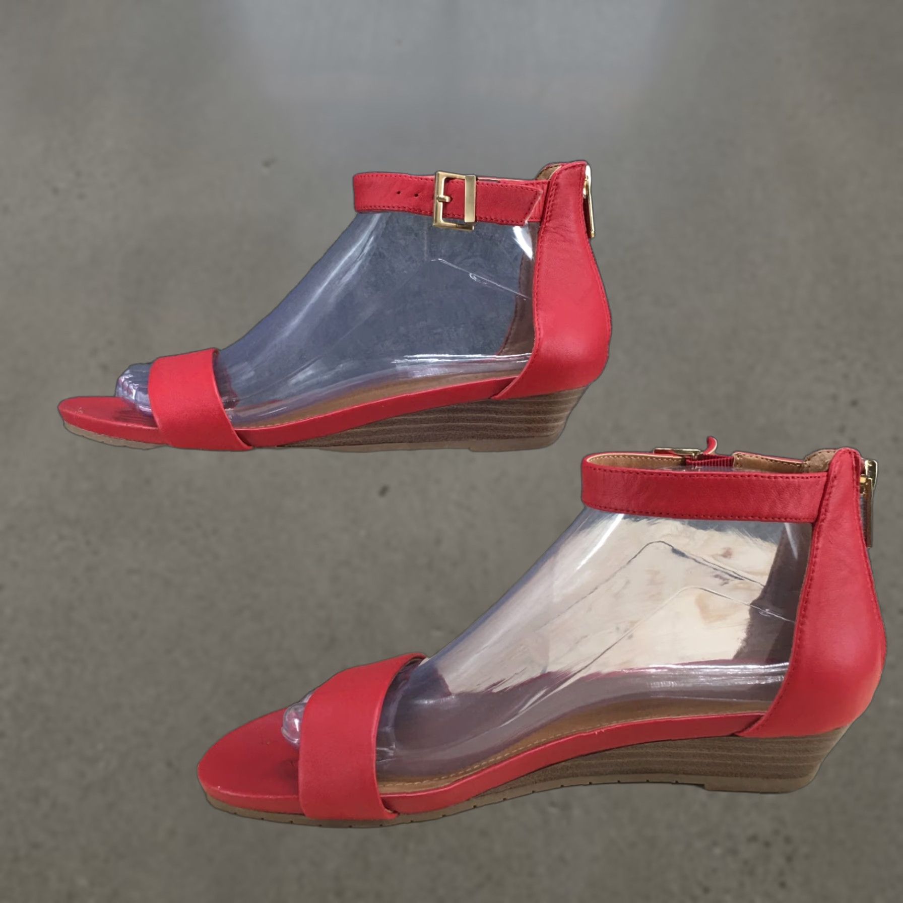 Kenneth Cole Kenneth Cole Reaction Sandals Womens 7.5 M Red Leather Ankle Strap Slip-On Casual Shoes Size US 8 / IT 38 - 1 Thumbnail