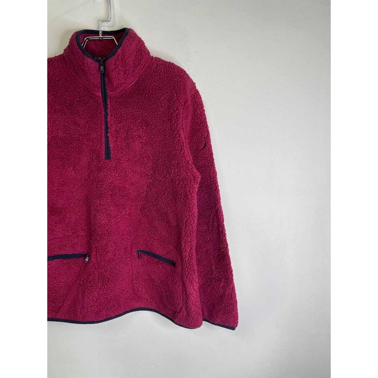 Nautica Vintage Nautica Burgundy Sherpa Fleece Pullover Size L Size US L / EU 52-54 / 3 - 6 Thumbnail