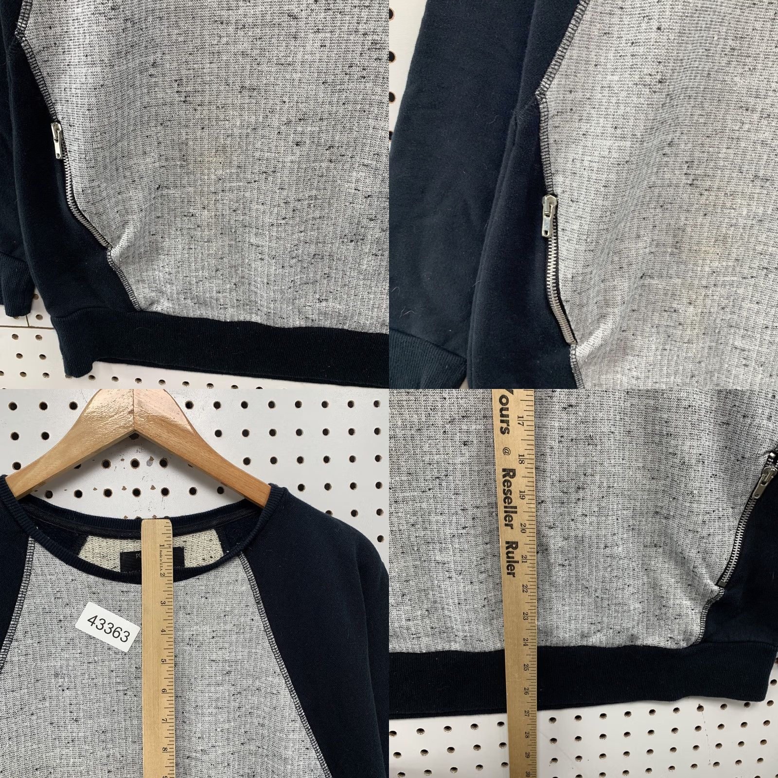 Vintage Pull&Bear Sweatshirt Womens Large Black Label Collection Gray Black Zip Pocket Size L / US 10 / IT 46 - 8 Thumbnail