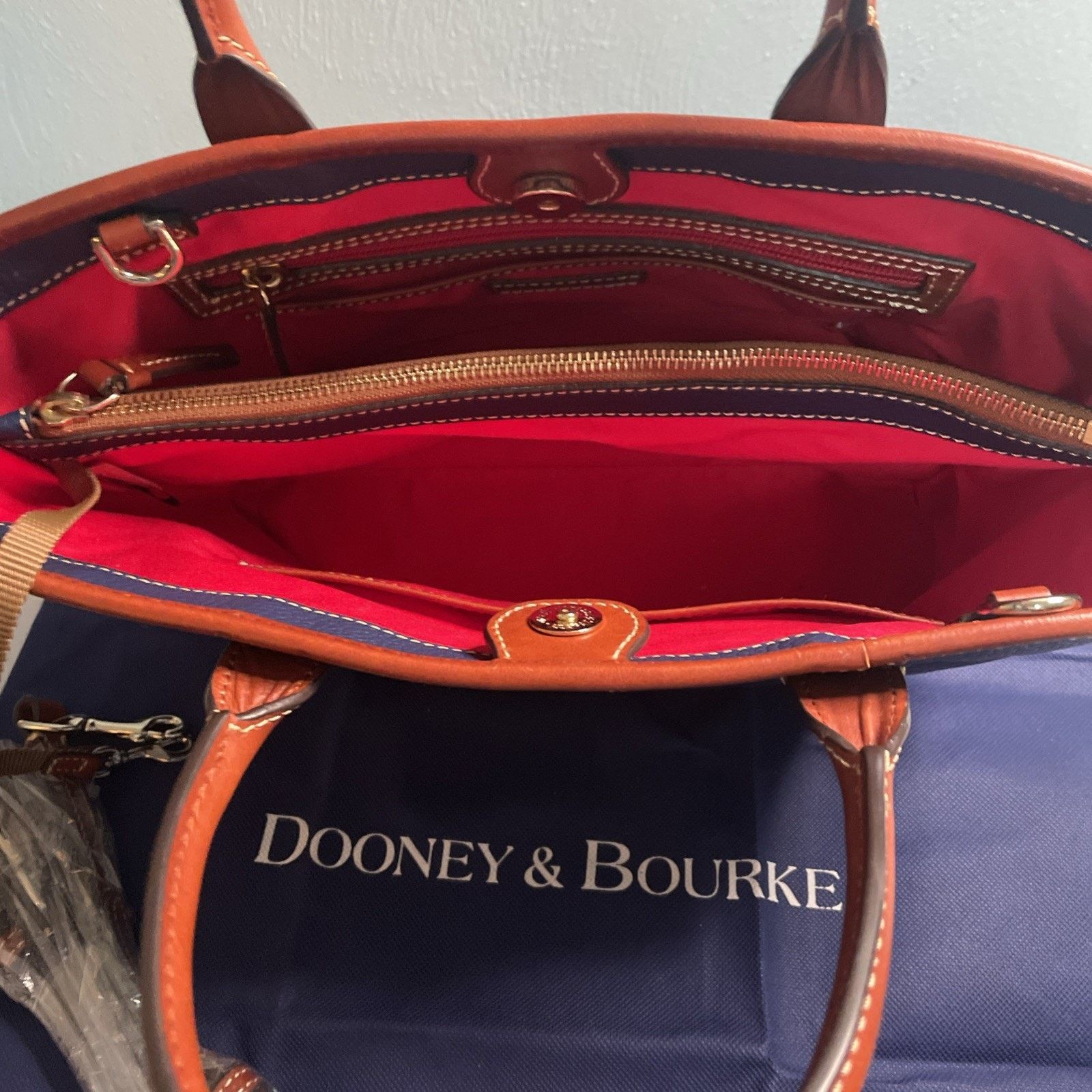 Dooney & Bourke Dooney & Bourke Pebble Grain Brenna Leather in Blue/Brown Size ONE SIZE - 10 Thumbnail