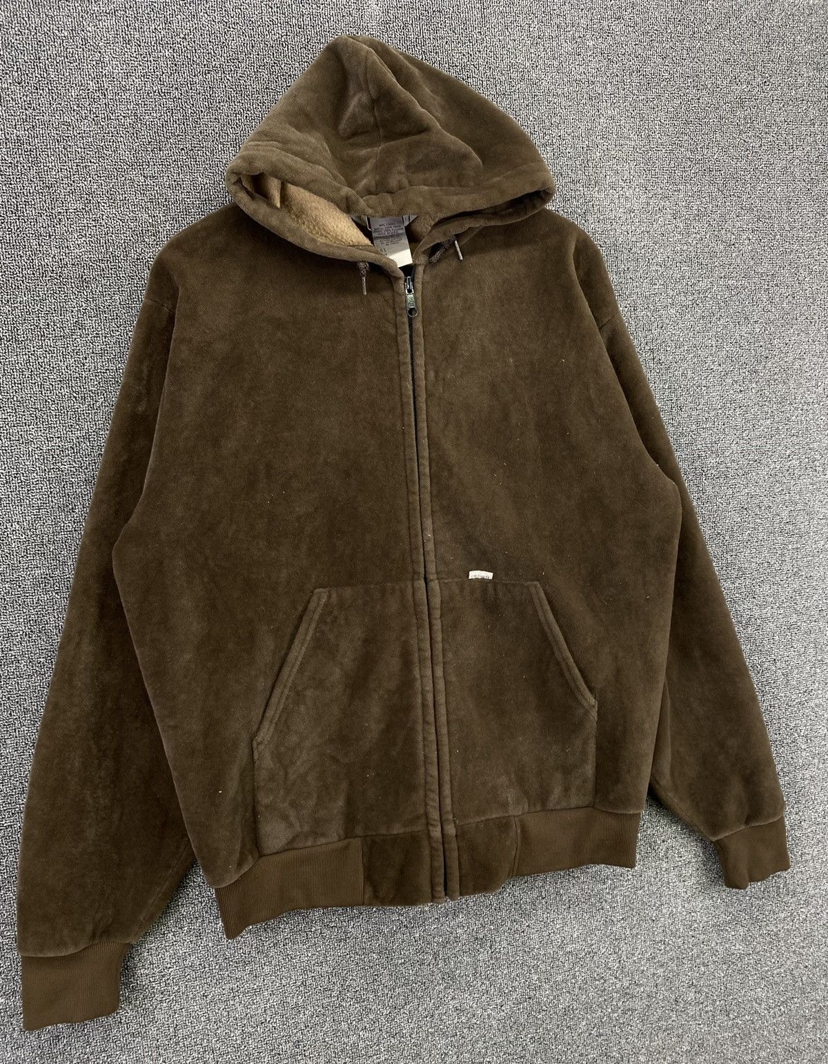 Carhartt Vintage 1990s Carhartt Fleece Faux Fur Zip Up Hoodie Jacket Size US L / EU 52-54 / 3 - 2 Thumbnail