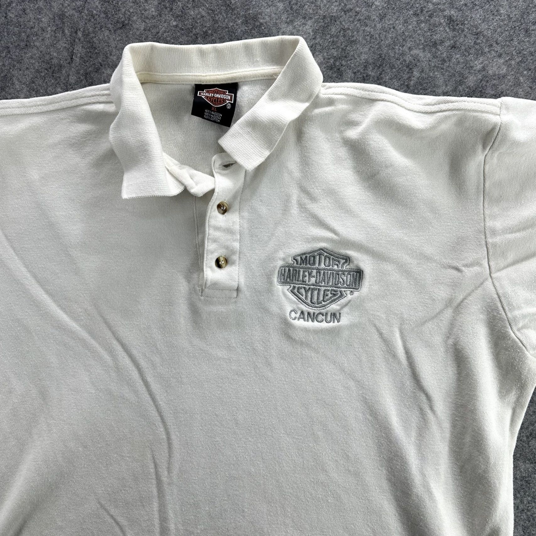 Harley Davidson VINTAGE Harley-Davidson Polo Shirt Mens XL Cancun Embroidered Short Sleeve Motorcycle White Clothing Size US XL / EU 56 / 4 - 3 Thumbnail