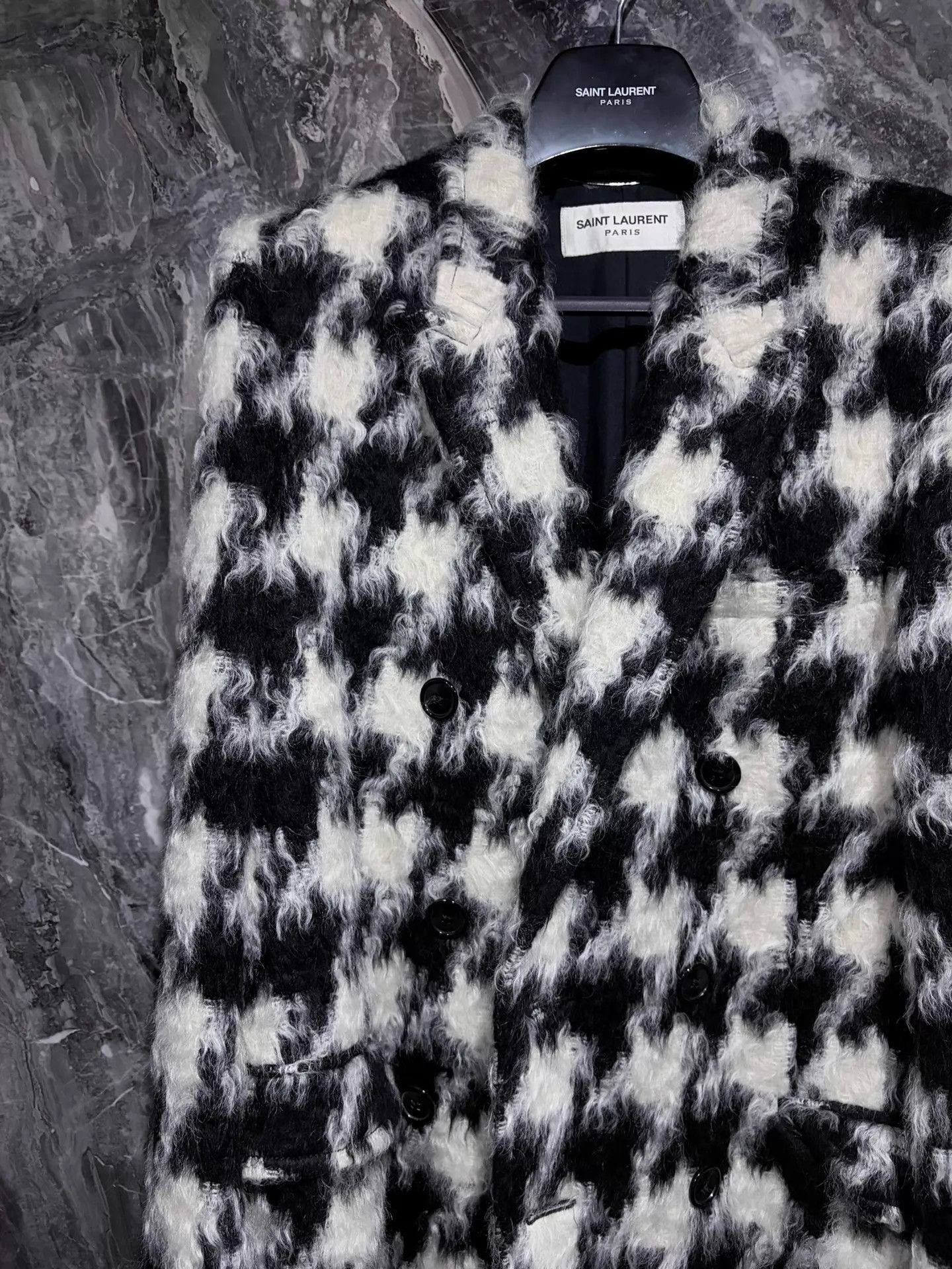 Saint Laurent Paris SAINT LAURENT 14FW Houndstooth Overcoat 54 GD Size US L / EU 52-54 / 3 - 3 Thumbnail