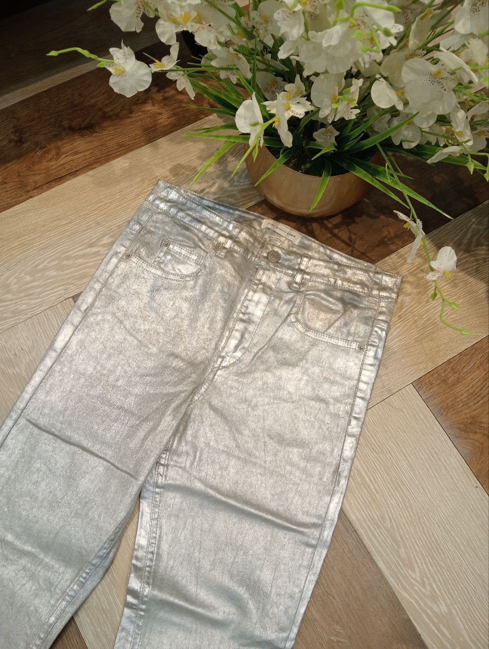 Isabel Marant ISABEL MARANT ETOILE SILVER COATED METALLIC SKINNY JEANS Size 25" / US 0 / IT 36 - 4 Thumbnail