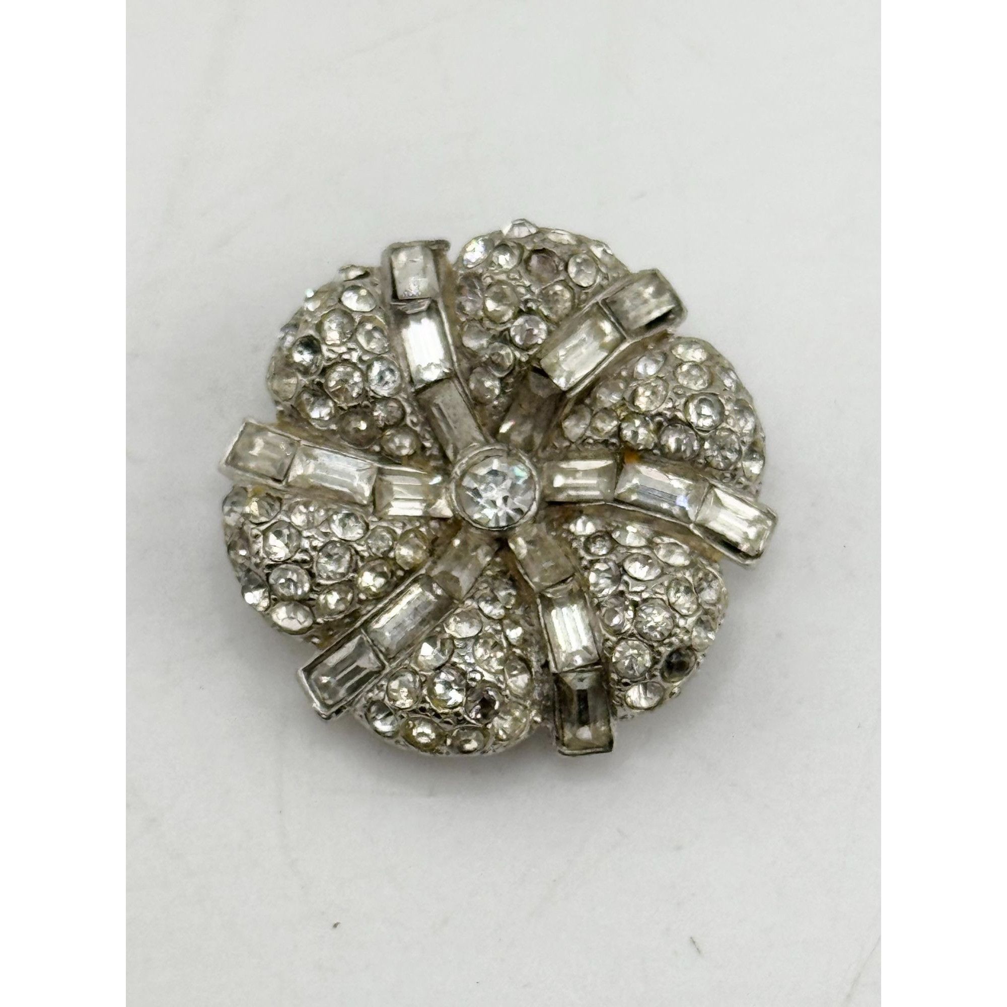 Vintage 1931 Waller Patent 1801128 Art Deco Rhodium Plate Clear Rhin Size ONE SIZE - 1 Thumbnail