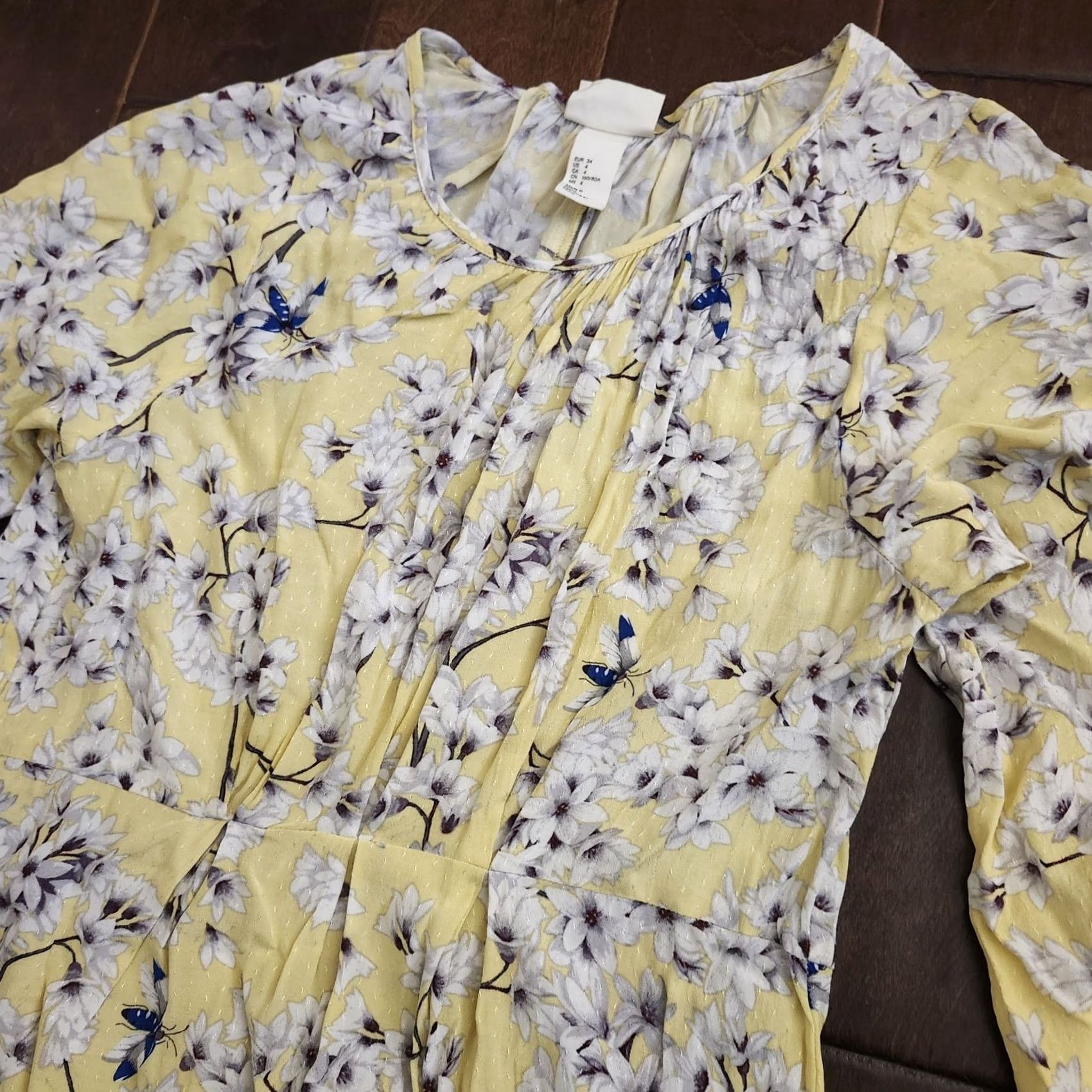 H&M H&M Dress Womens Floral Yellow Bohemian Long Sleeve Mini Pullover Size S / US 4 / IT 40 - 6 Thumbnail