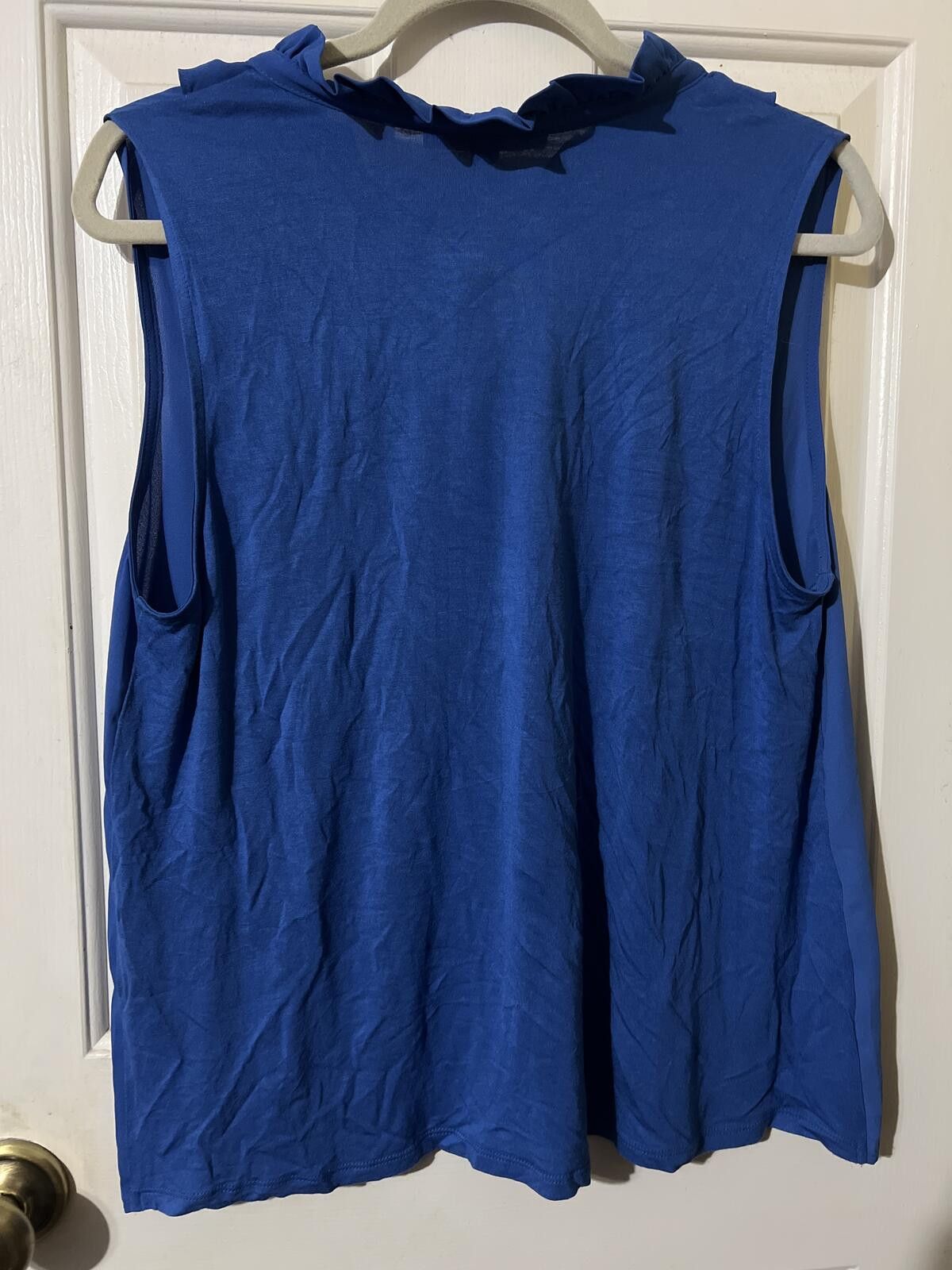 Other LOFT Royal Blue Sleeveless Ruffle Blouse Size Large Size L / US 10 / IT 46 - 5 Thumbnail