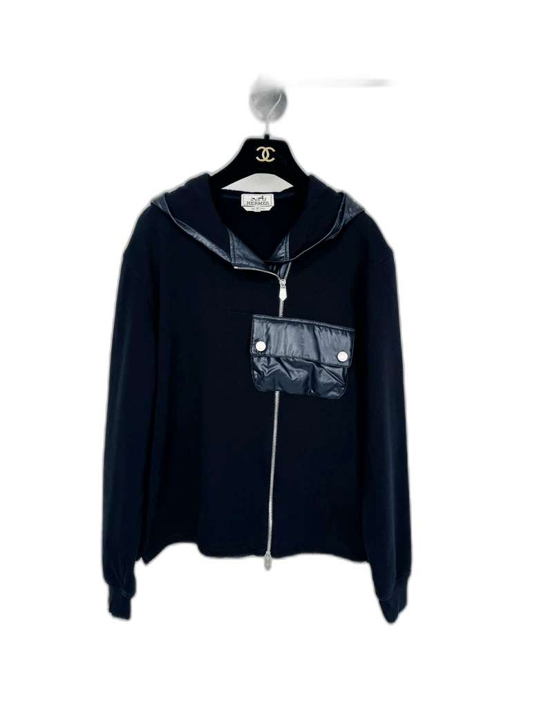 Hermes Hermes Hooded Sweatshirt in Navy Blue-2506 Size XS / US 0-2 / IT 36-38 - 1 Thumbnail