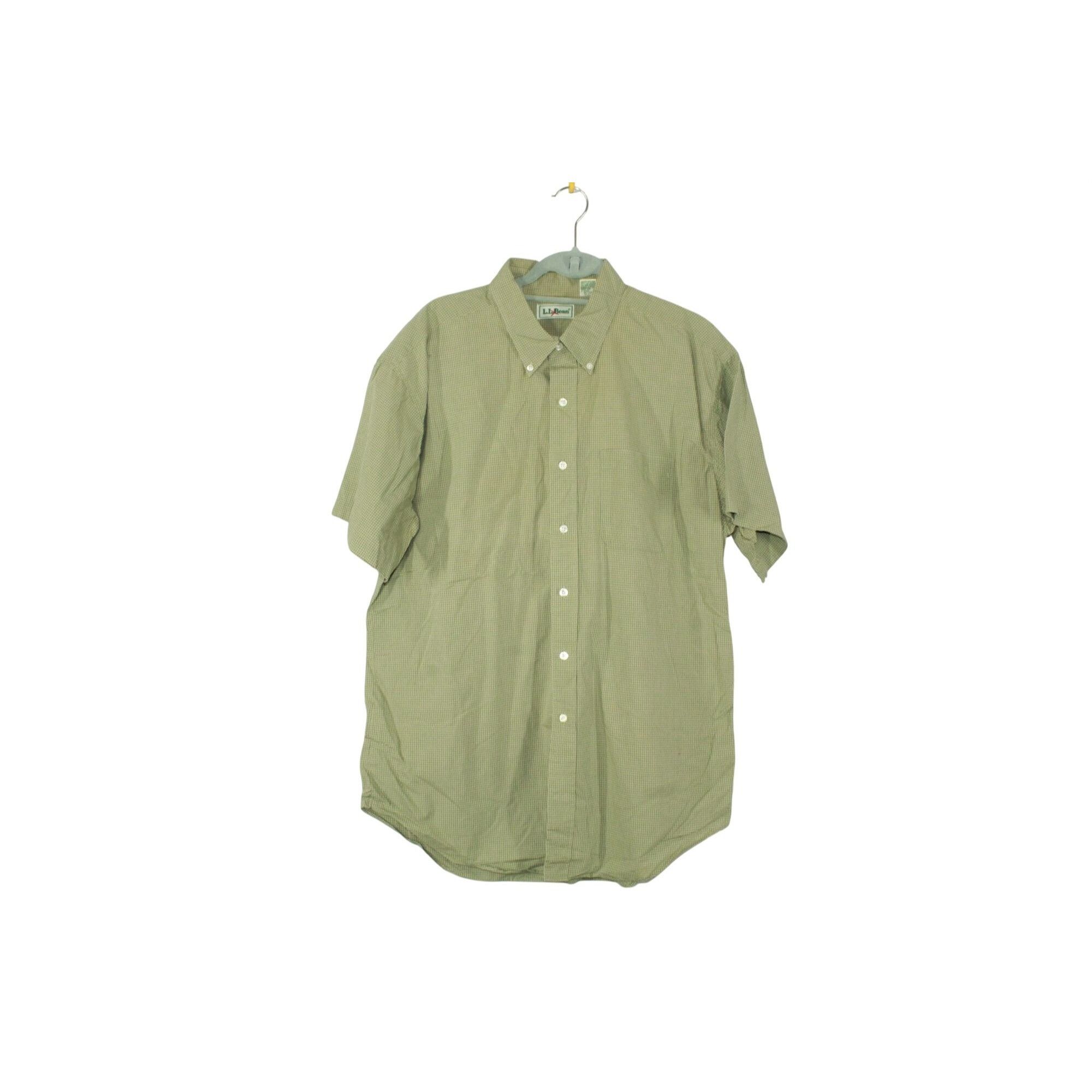 L.L. Bean LL Bean Shirt Mens Green Gingham Short Sleeve Button Up Dres Size US XL / EU 56 / 4 - 1 Thumbnail