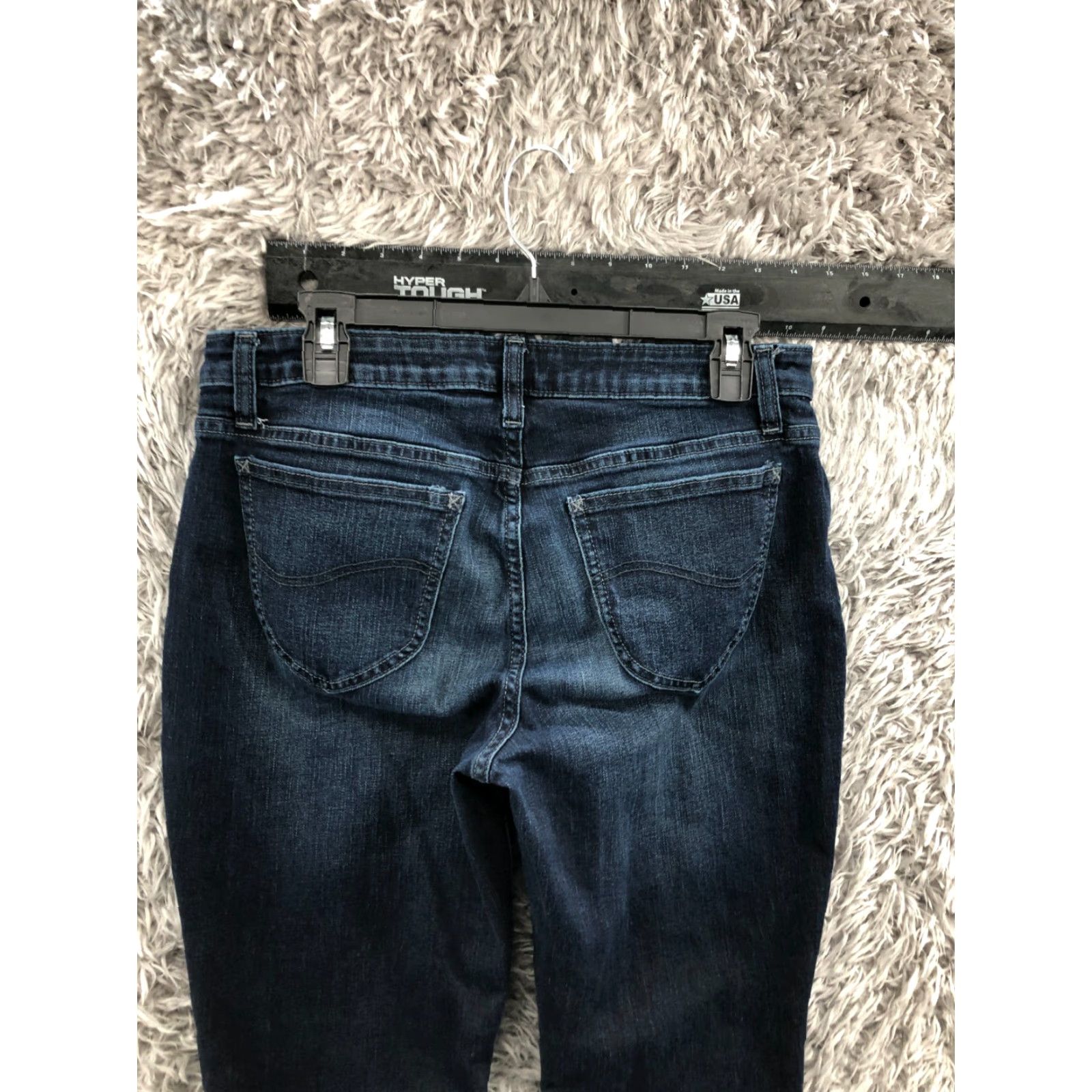 Lee Lee Riders Jeans Mid Rise Skinny Womens Size 12 Blue Dark Wash 28in Inseam Regular Fit Cotton Denim Zip Button Pockets 5-Pocket Size 34" / US 12 / IT 48 - 6 Thumbnail