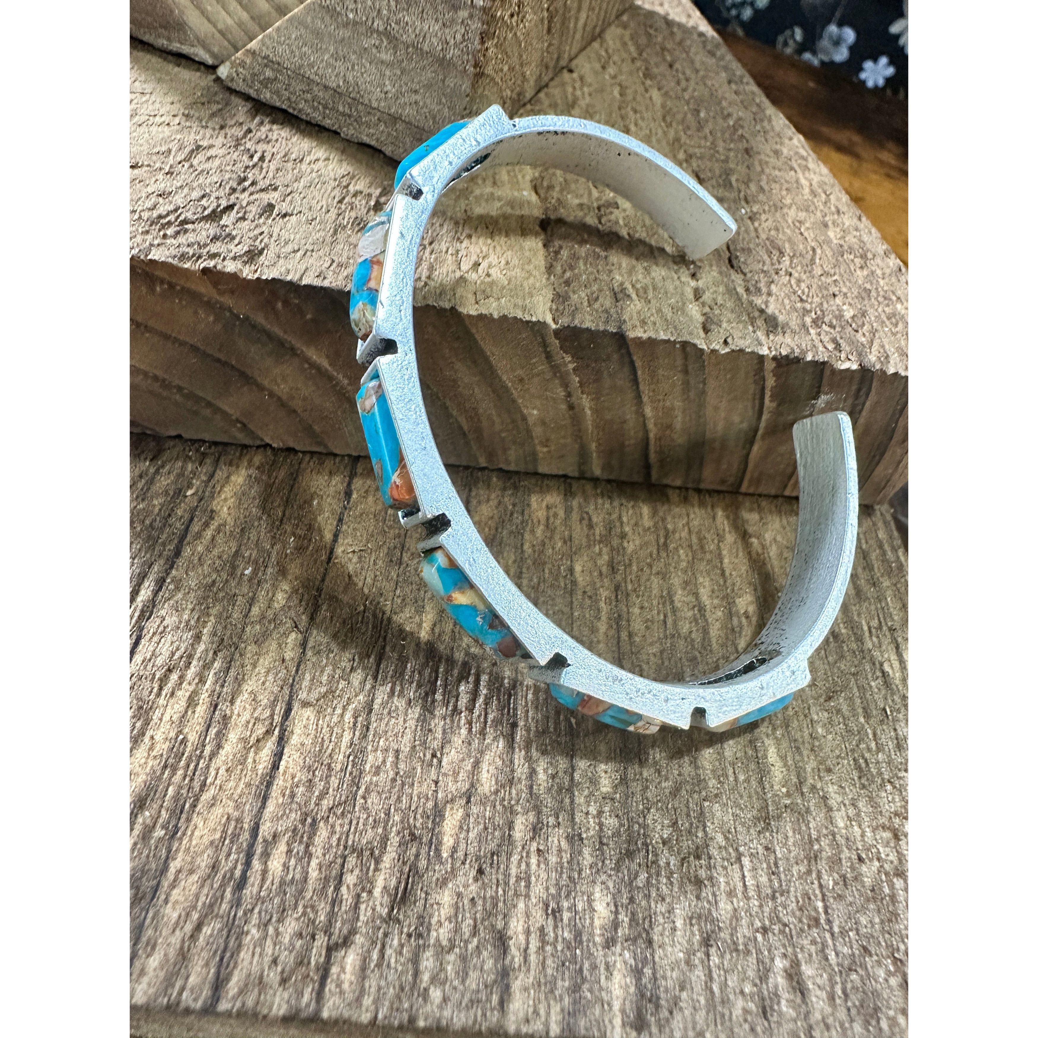 Other Bar Gemstone Cuff Bracelet in Antique Silver Style, Southwes Size ONE SIZE - 9 Thumbnail