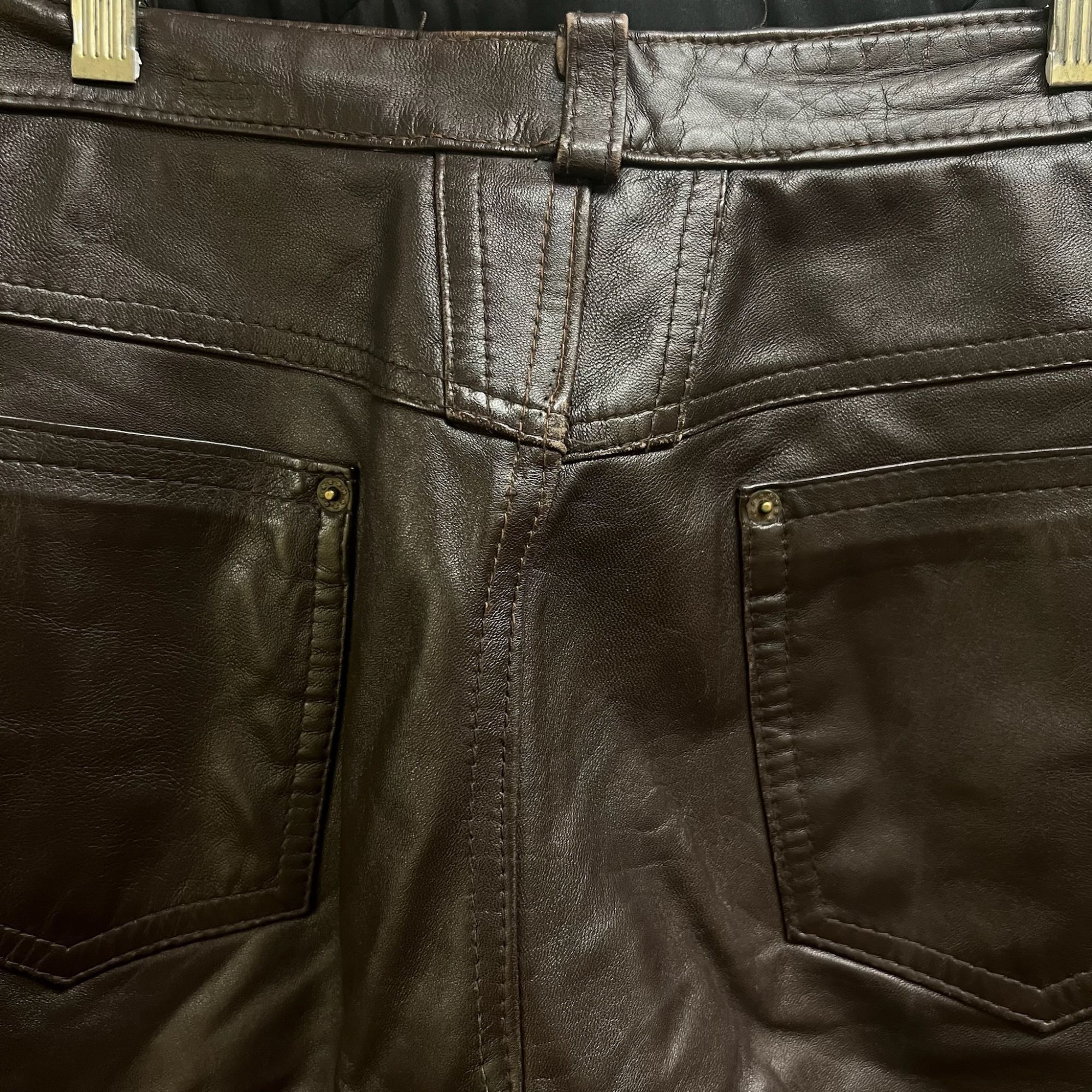 Other Brown Leather Pants With Belt Loops Pockets & Front Zipper C Size 26" / US 2 / IT 38 - 6 Thumbnail