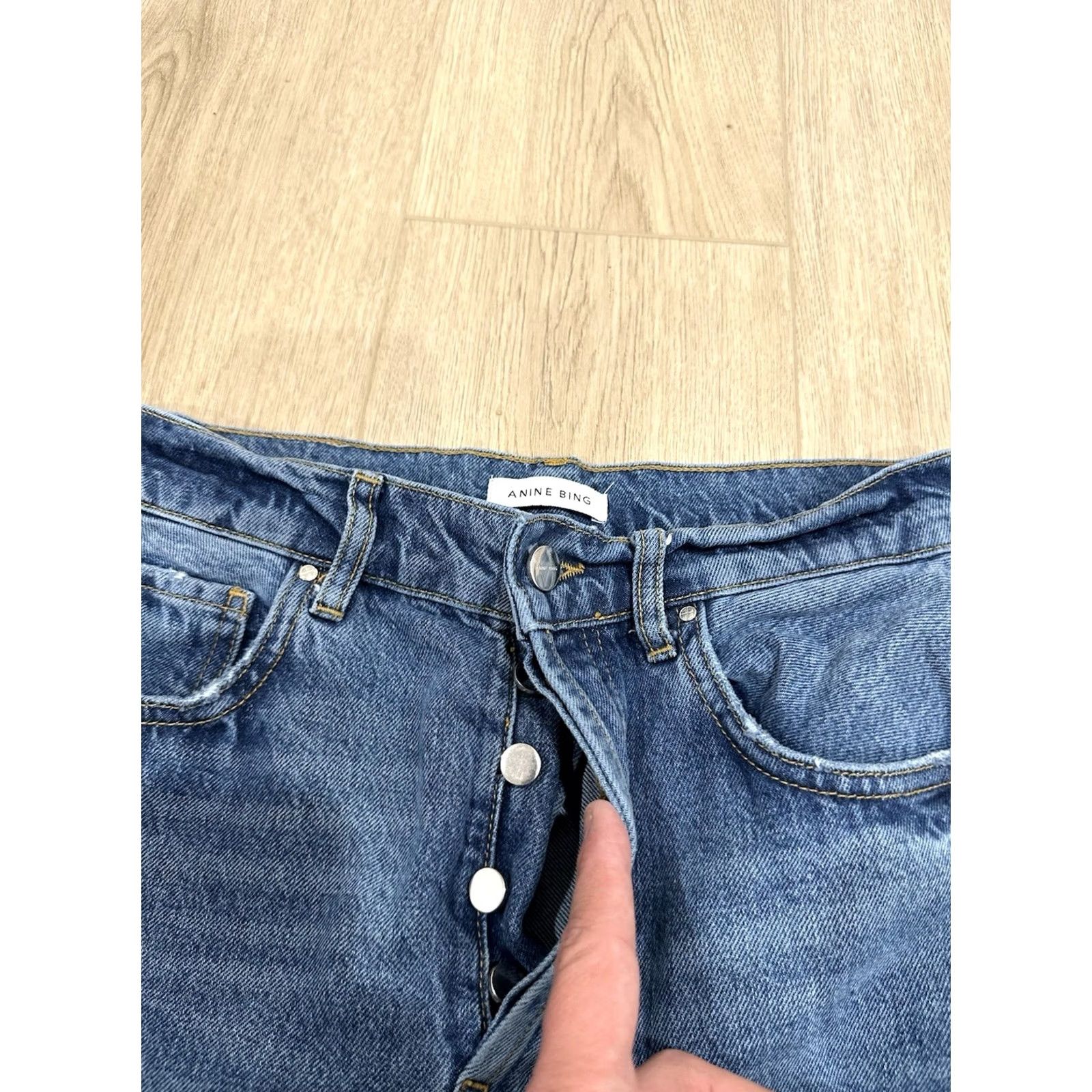 Anine Bing ANINE BING Sonya High-Rise Skinny Jeans with Raw Frayed Hem 27 Jeans Women 27 Blue Straight Mens Womens Girls Size 27" / US 4 / IT 40 - 5 Thumbnail
