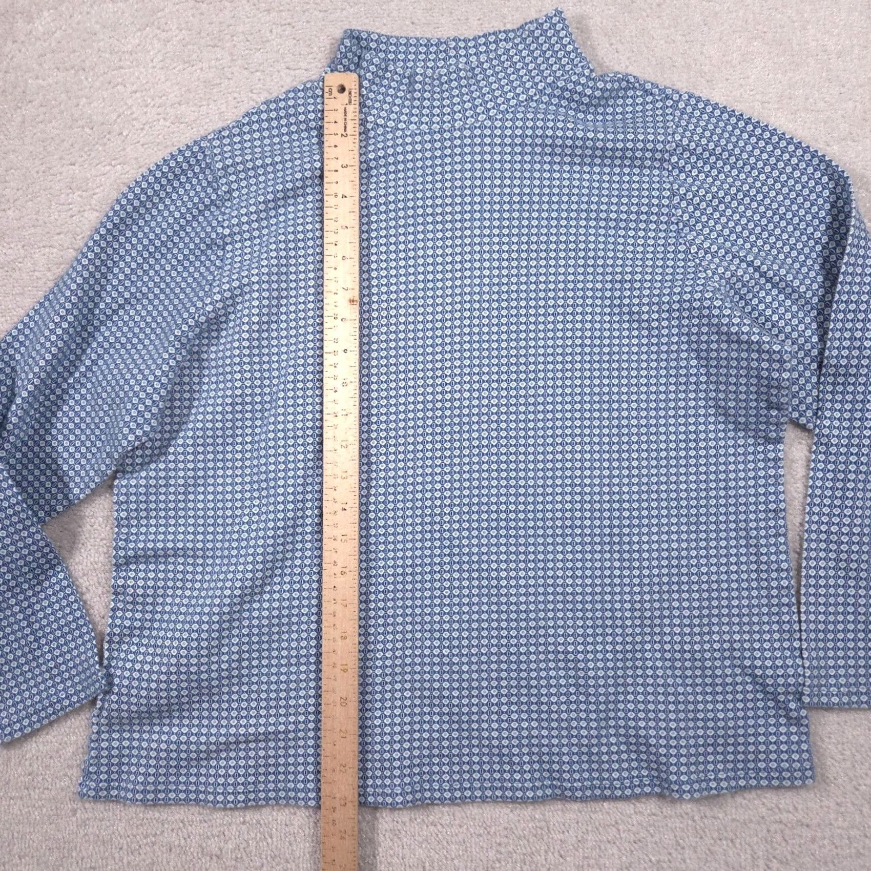 Croft & Barrow Croft & Barrow Womens Plus Size Mock Neck Blue Geometric Tee - 1X Cotton Jersey - Fall Casual Wear Size XL / US 12-14 / IT 48-50 - 5 Thumbnail