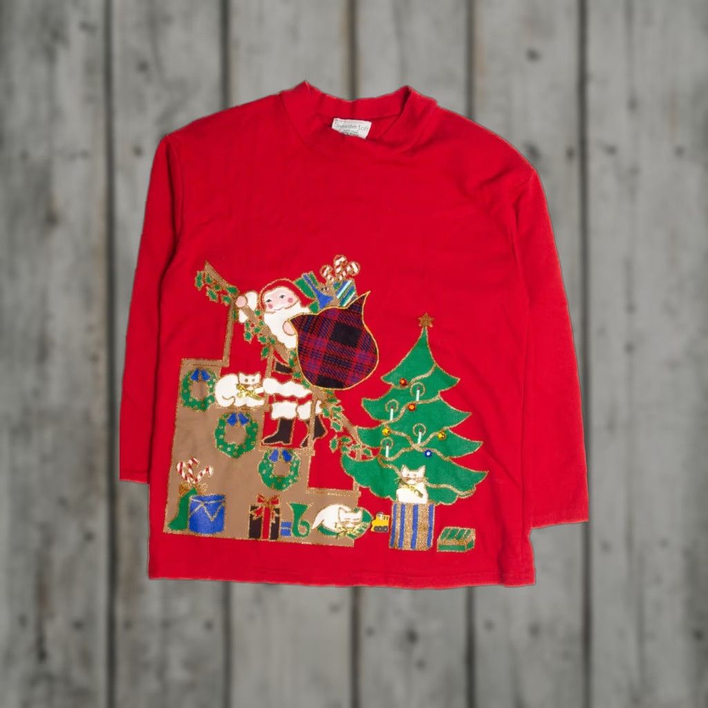 Vintage VINTAGE Red Christmas Sweatshirt Small Red Christmas Sweatshirt 62492 Mens Womens Boys Girls COTTON Sweater LoftUK Size S / US 4 / IT 40 - 1 Thumbnail
