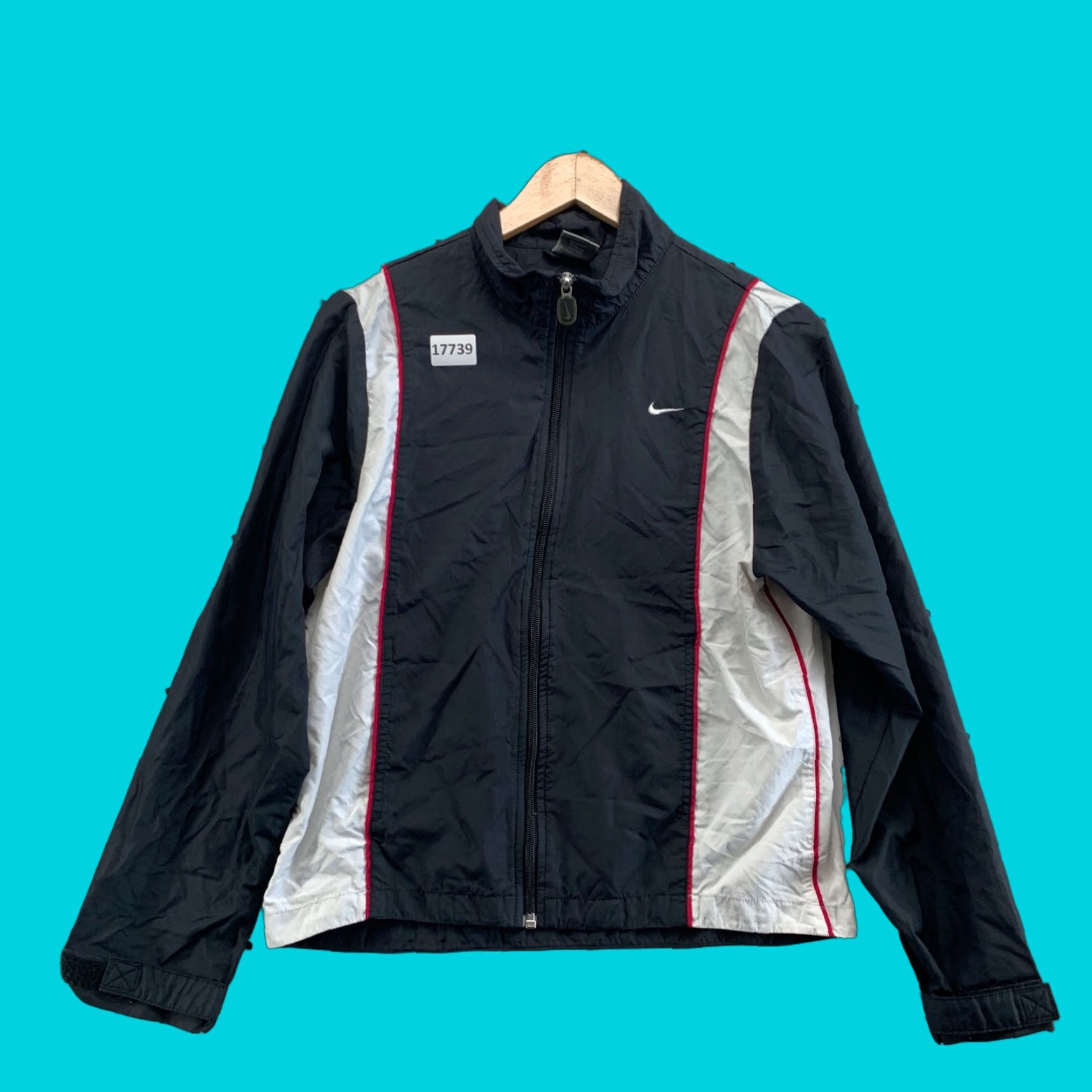 Nike VTG Nike Windbreaker Lined Black Jacket Women M 90s Embroider Swoosh Silk Screen? Size M / US 6-8 / IT 42-44 - 1 Thumbnail