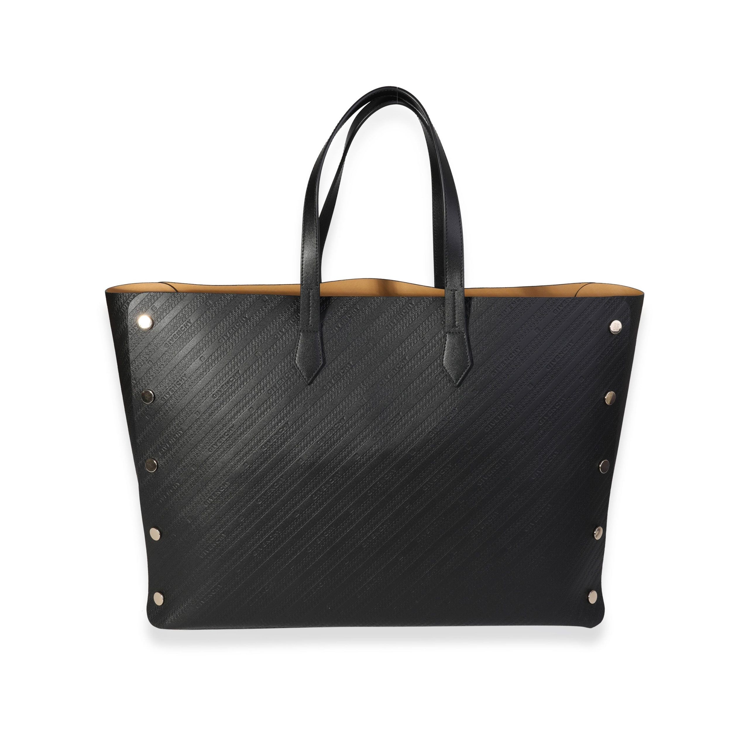 image of Givenchy Black Embossed Leather Large Bond Shopper Tote, Women's