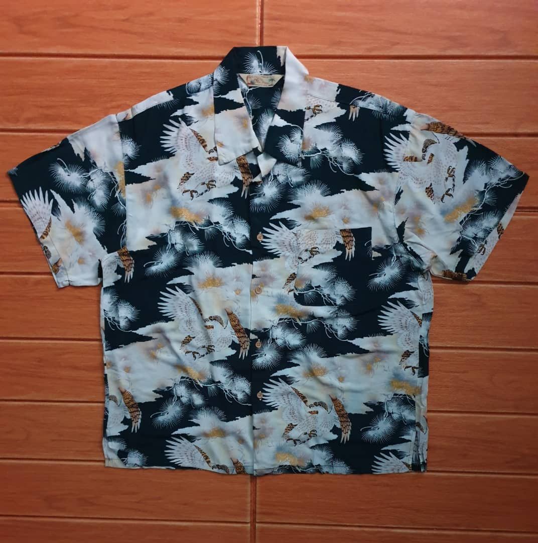 Japanese Brand This men Eagle yakuza style Japanese Hawaiian shirt Size US XL / EU 56 / 4 - 1 Thumbnail
