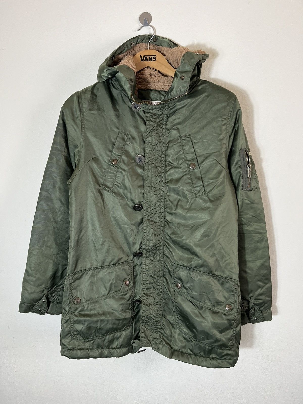 Blue Blue Japan × Japanese Brand Blue Moon Blue Army Jacket Outerwear Fur Hood Size M / US 6-8 / IT 42-44 - 2 Thumbnail
