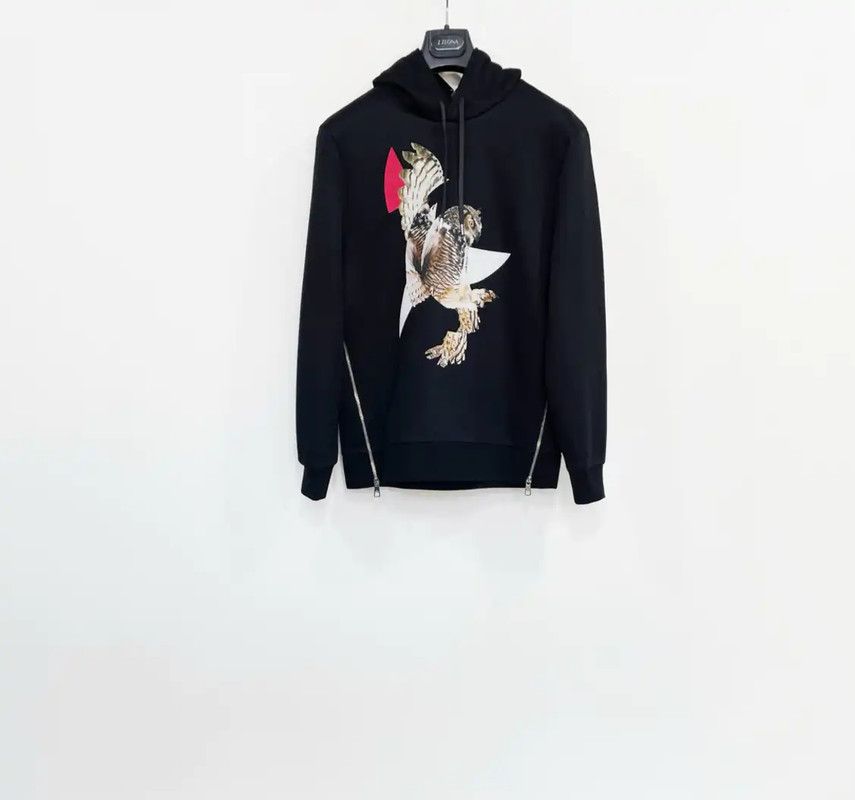 Neil Barrett Neil Barrett Black Cotton Men's Hoodie 0089 Size US XXS / EU 40 - 1 Thumbnail