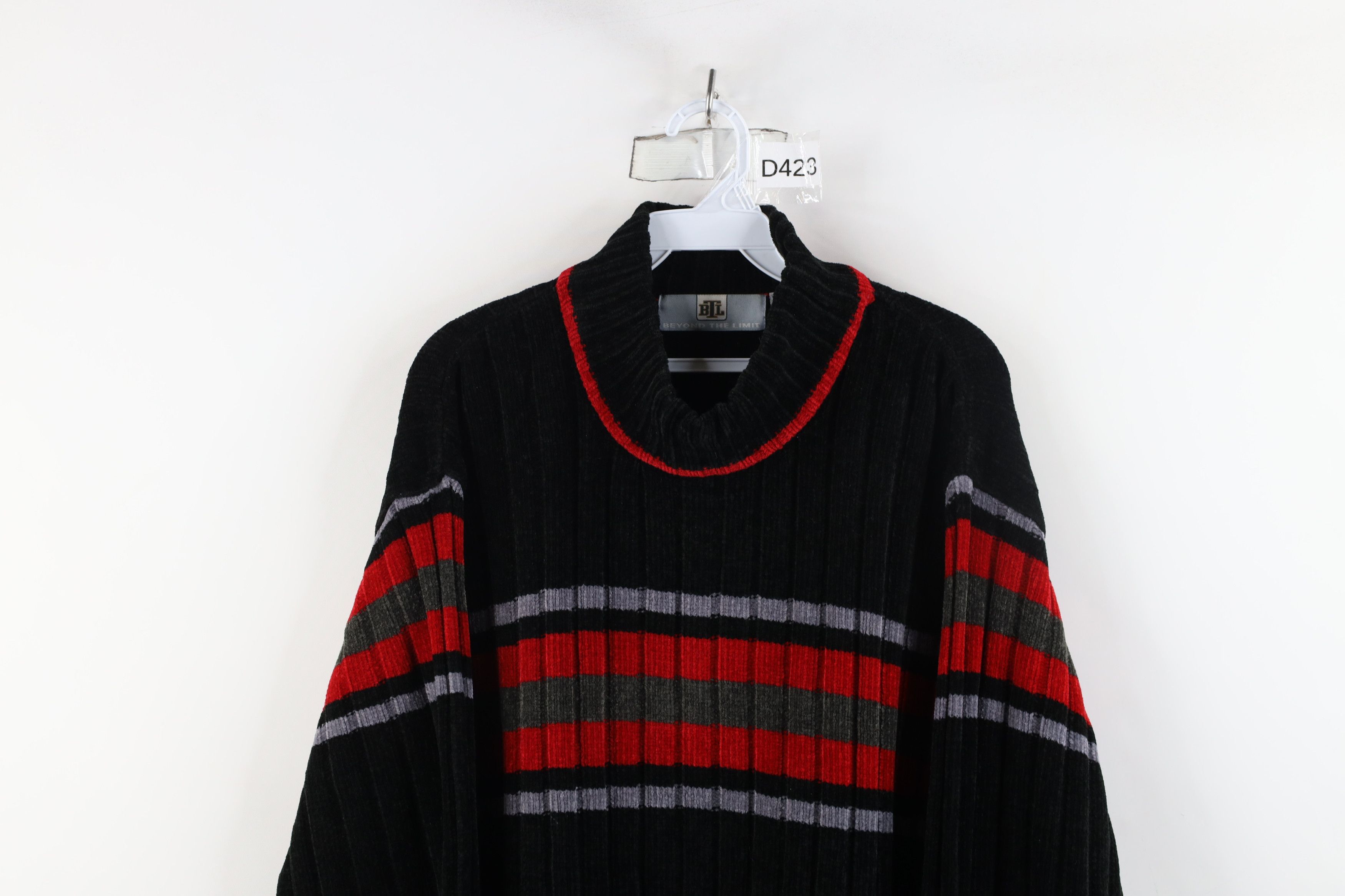 Vintage Vintage 90s Streetwear Baggy Ribbed Knit Mock Neck Sweater Size US L / EU 52-54 / 3 - 2 Thumbnail