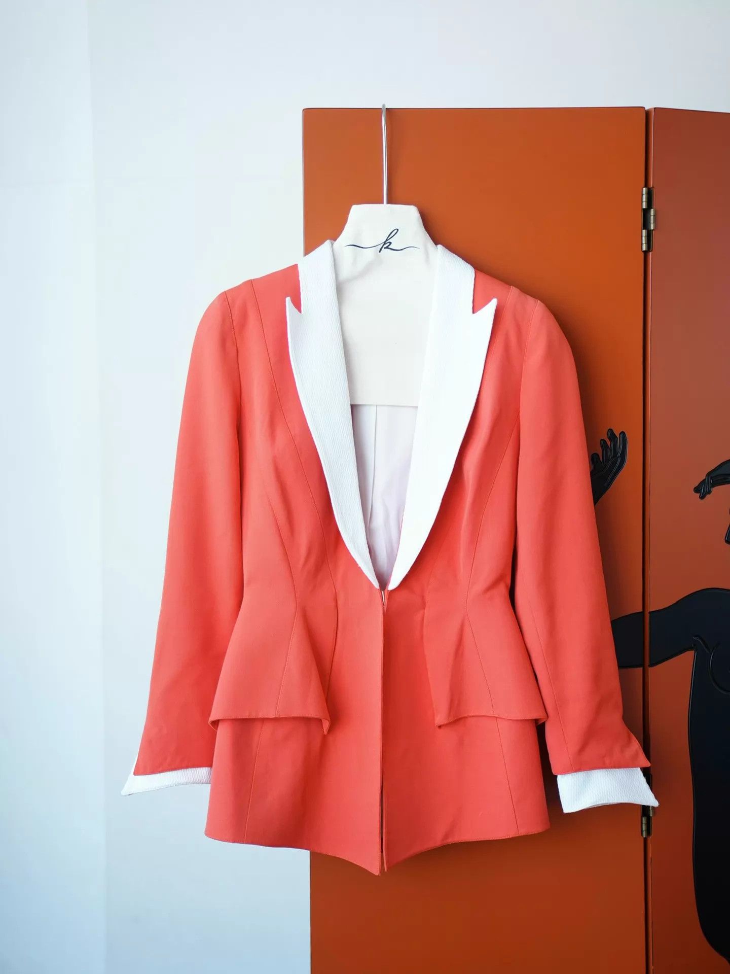 Thierry Mugler Thierry Mugler Vntg Orange-White Color-Blocked Blazer Size M / US 6-8 / IT 42-44 - 9 Thumbnail