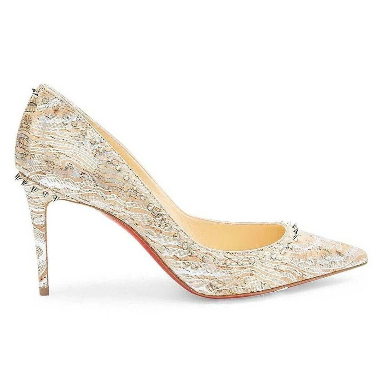 Christian Louboutin Christian Louboutin Anjalina 85 Liege Wavy AB Cork Silver Size US 7.5 / IT 37.5 - 1 Thumbnail