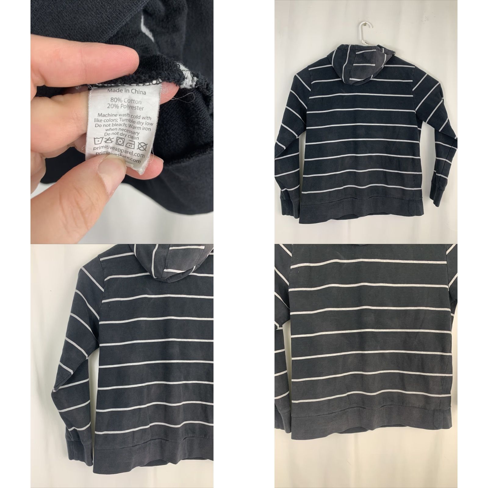 Primitive Primitive Apparel Hoodie Mens XL Black Striped Pullover Skateboarding L/S Size US XL / EU 56 / 4 - 8 Thumbnail