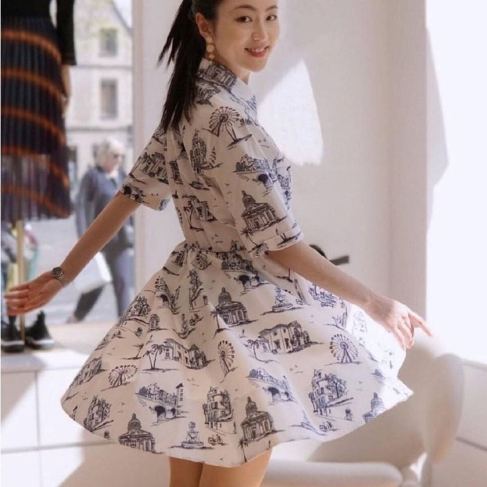Maje Maje Rapomi white shirt dress paris short sleeve 3 medium Size M / US 6-8 / IT 42-44 - 3 Thumbnail