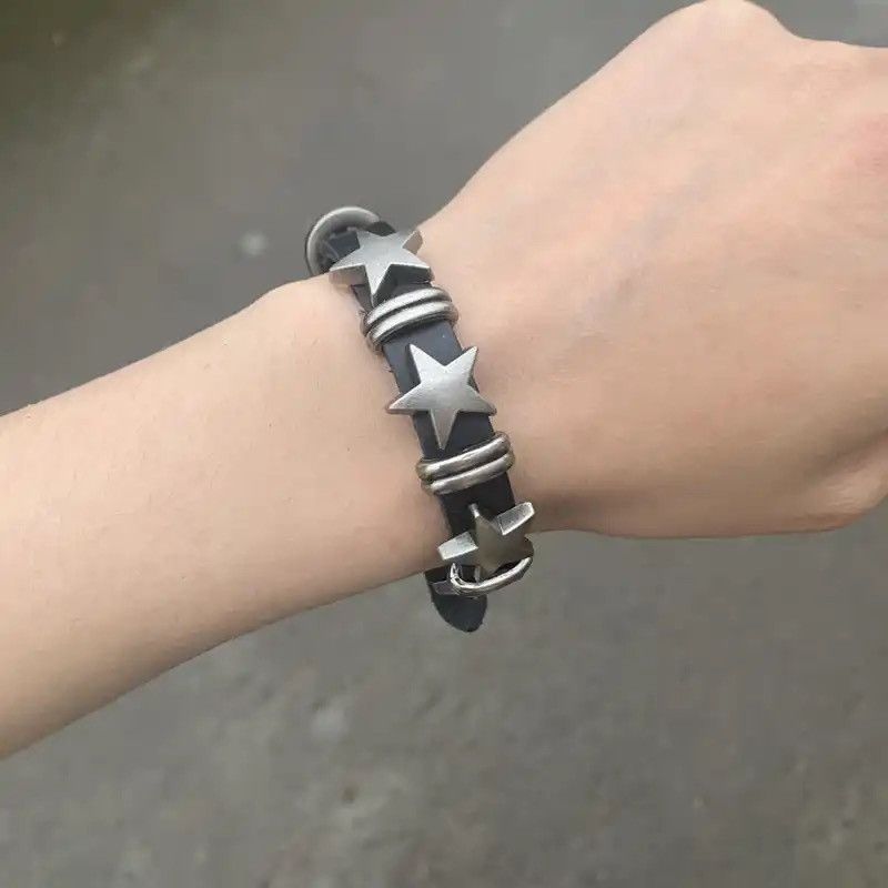 Japanese Brand × Vintage Vintage Star Leather Buckle Bracelet punk y2k goth skate Size ONE SIZE - 1 Thumbnail