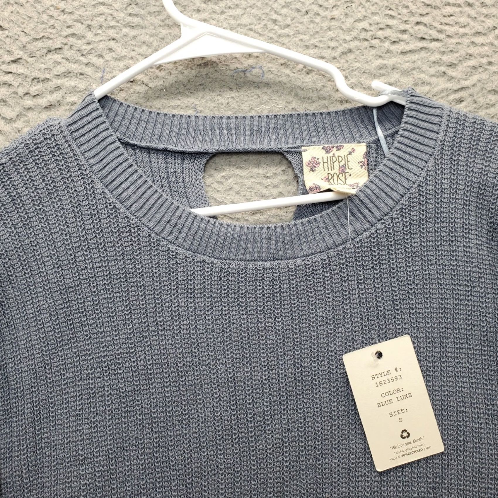 Vintage Hippie Rose Sweater Womens Size S Blue Chunky Knit Crew Neck Pullover Cof Knit 1S23593 Size S / US 4 / IT 40 - 8 Thumbnail