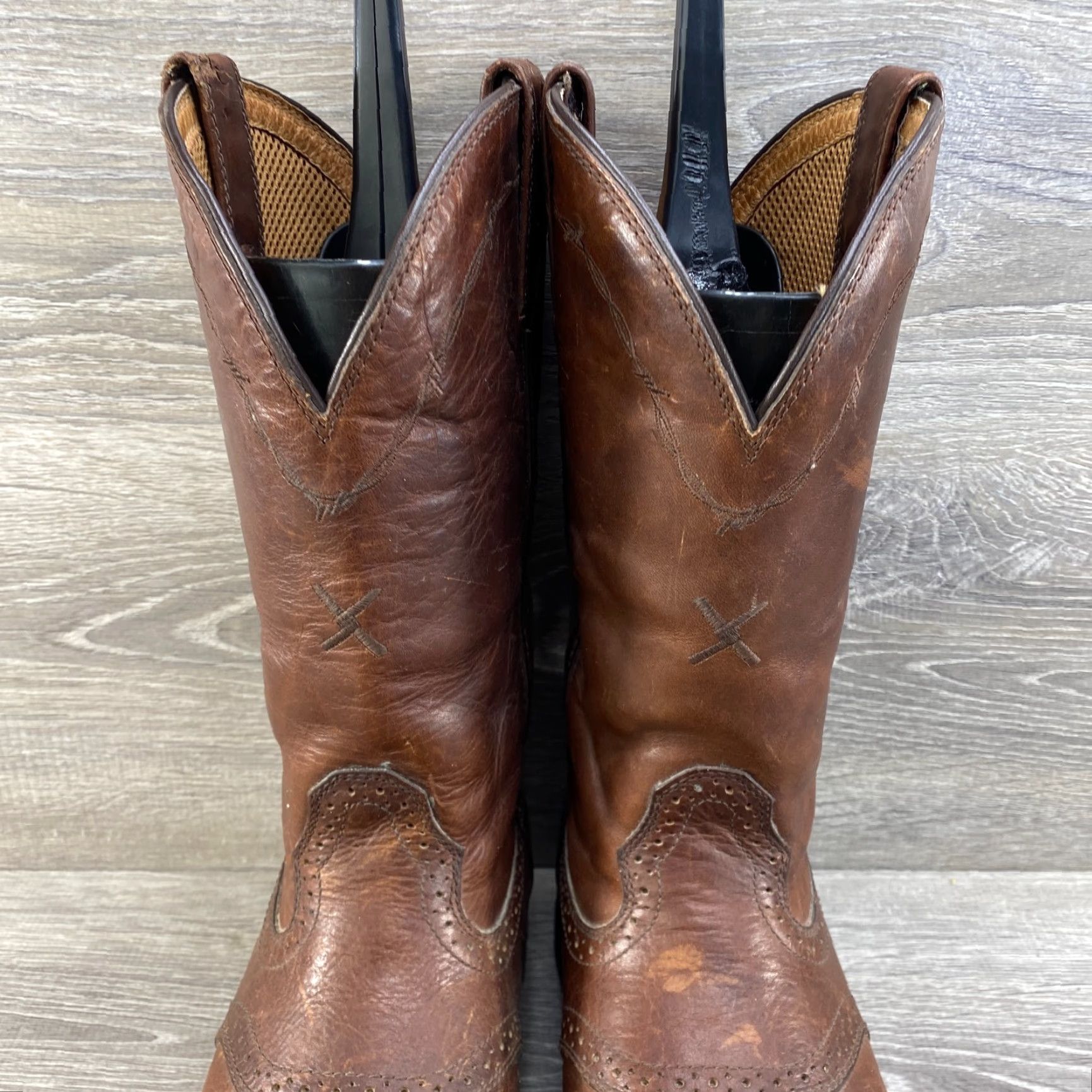 Twisted X Twisted X Mens 10 D Brown Leather Cowboy Boots Round Toe Western Work Boots Shirt Size US 10 / EU 43 - 5 Thumbnail