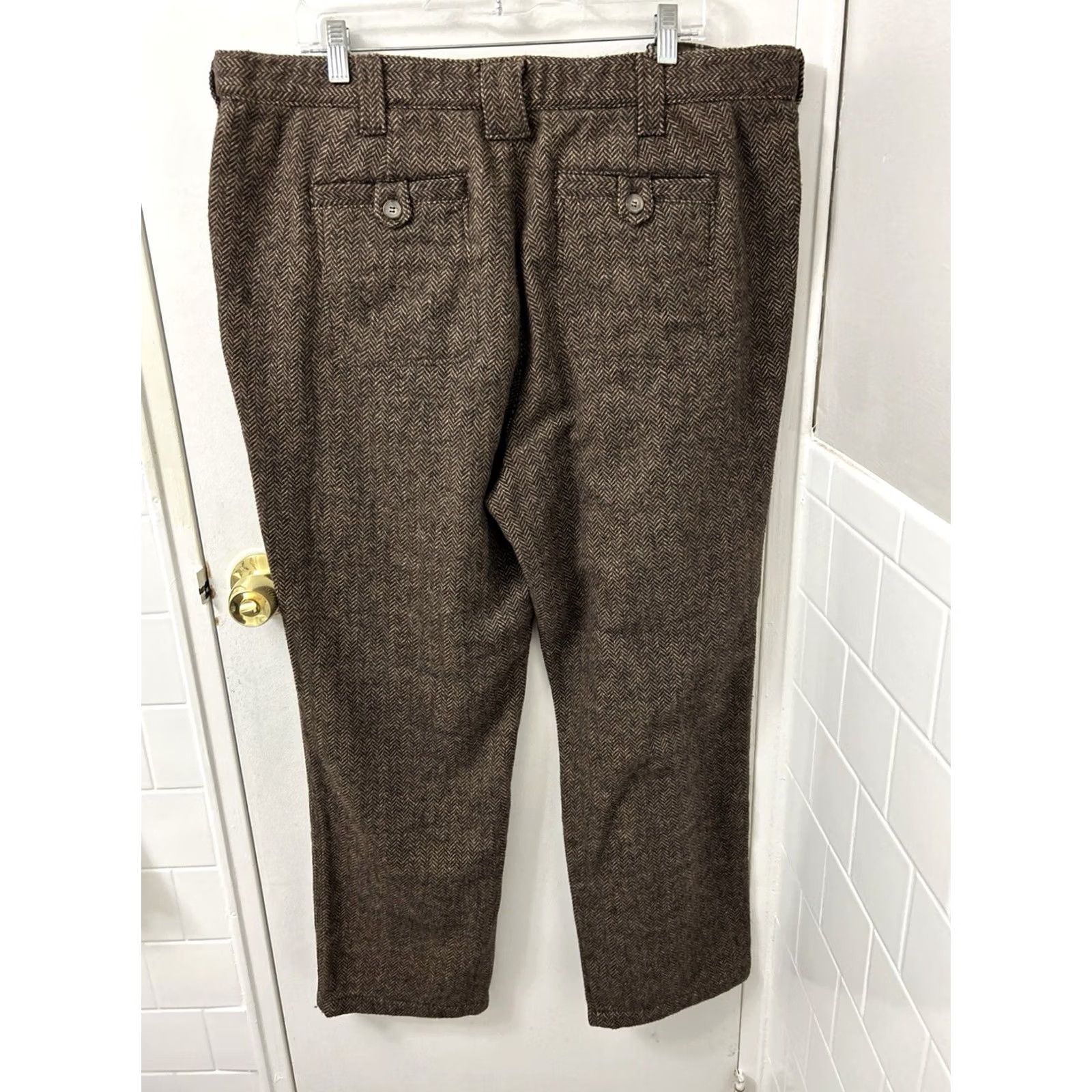 The Territory Ahead The Territory Ahead Pants Mens 40x30 Brown Herringbone Wool Blend YKK T1804 Size US 40 / EU 56 - 7 Thumbnail