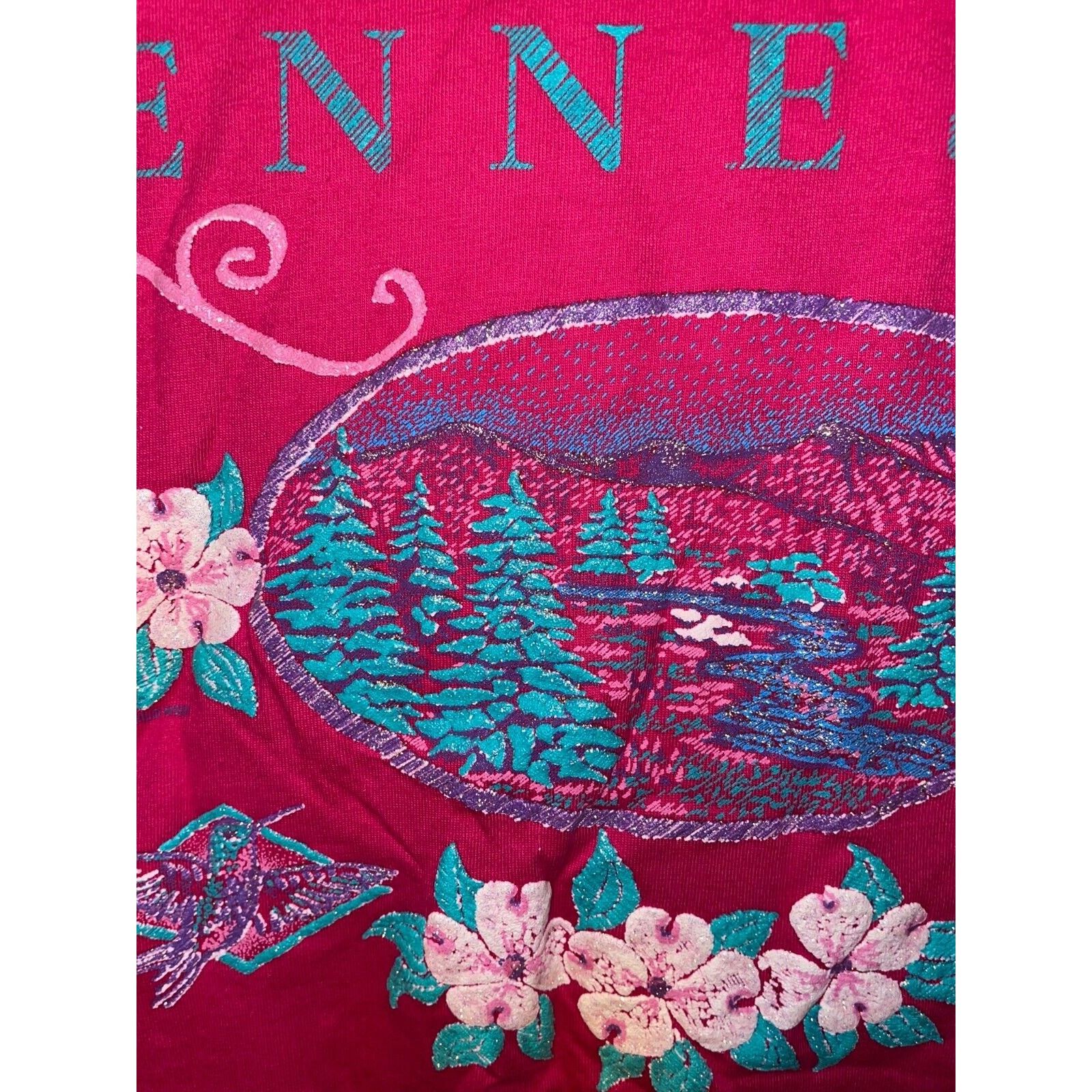 Jerzees Vintage Tennessee Shirt Forest Pink Nature TN Tee VTG L 90s Size US L / EU 52-54 / 3 - 3 Thumbnail