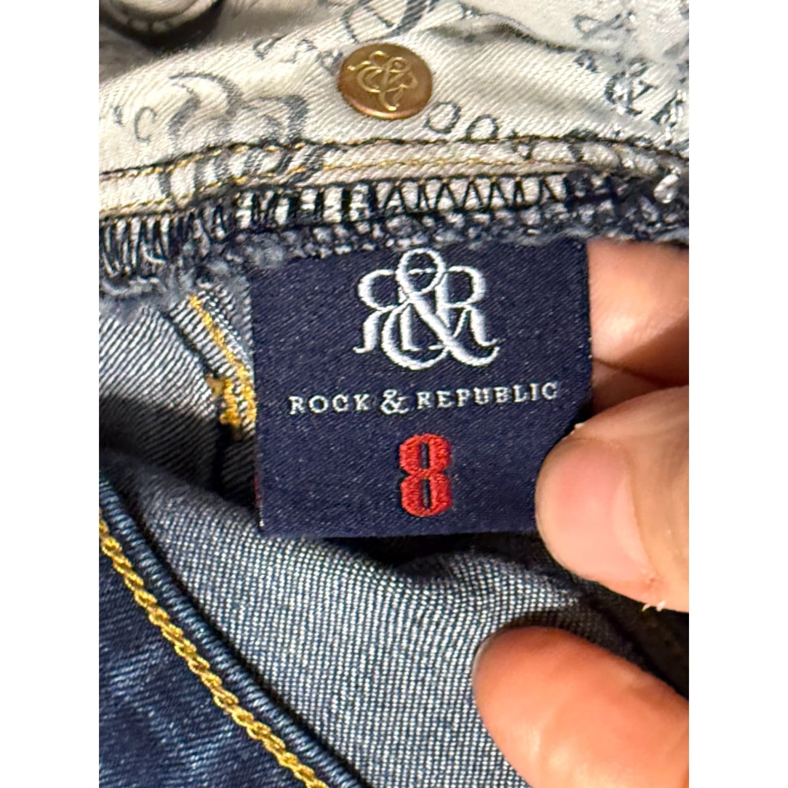 Vintage Rock & Republic Jeans Woman 8 Blue Denim Skinny Mid Rise Pockets 5-Pocket Design Inseam 29in Regular Fall Winter Spring Summer Mens Womens Girls Boys Size 30" / US 8 / IT 44 - 5 Thumbnail