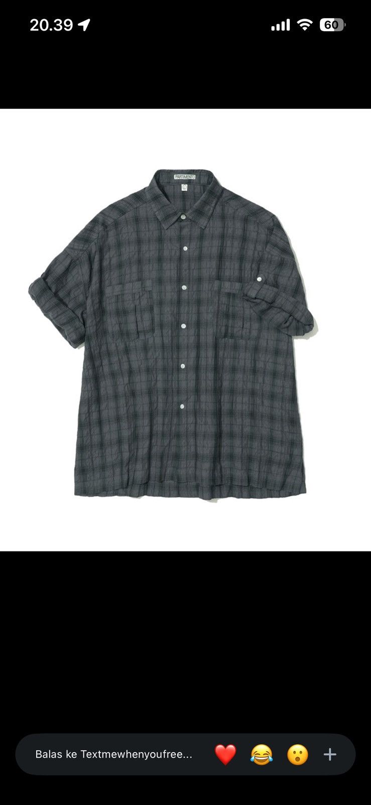Beams Plus Partimento Wrinkle Check Boxy Roll-Up Half Shirt Dark Navy Size US XL / EU 56 / 4 - 7 Thumbnail