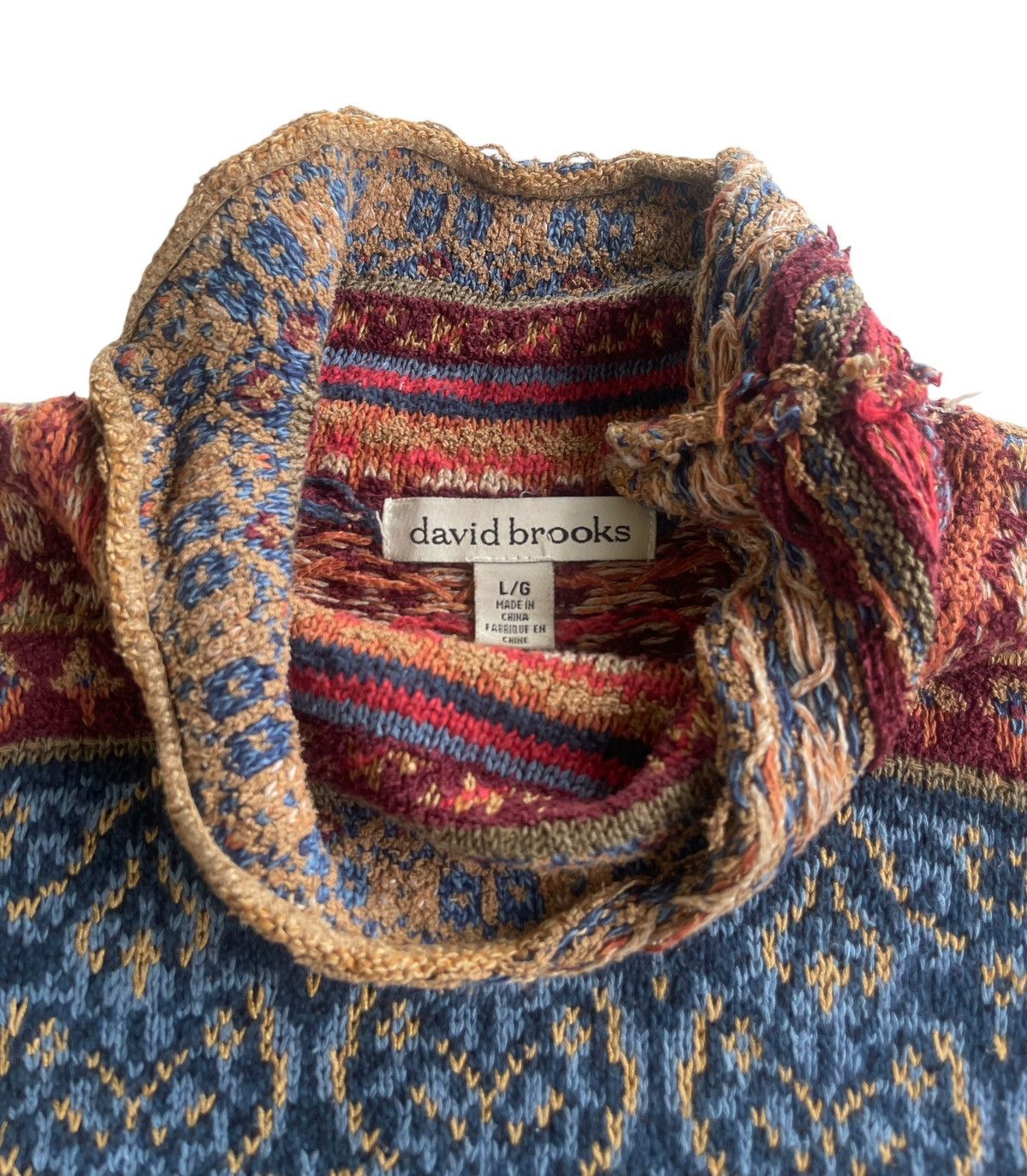 Brooks David Brooks High Neck Printed Winter Knitted Size L / US 10 / IT 46 - 6 Thumbnail