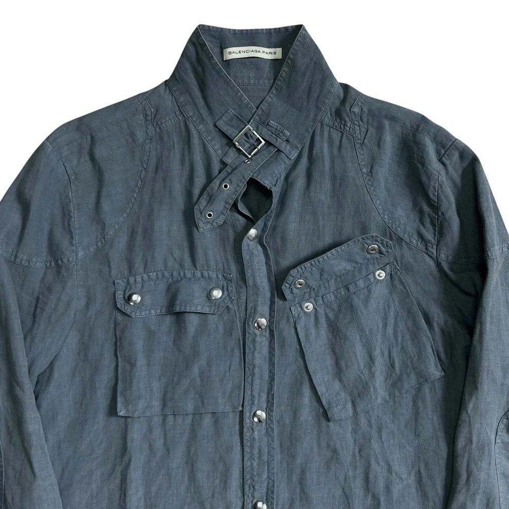 Balenciaga Balenciaga Belt Collar Linen Work Shirt - SS05 Size US M / EU 48-50 / 2 - 4 Thumbnail