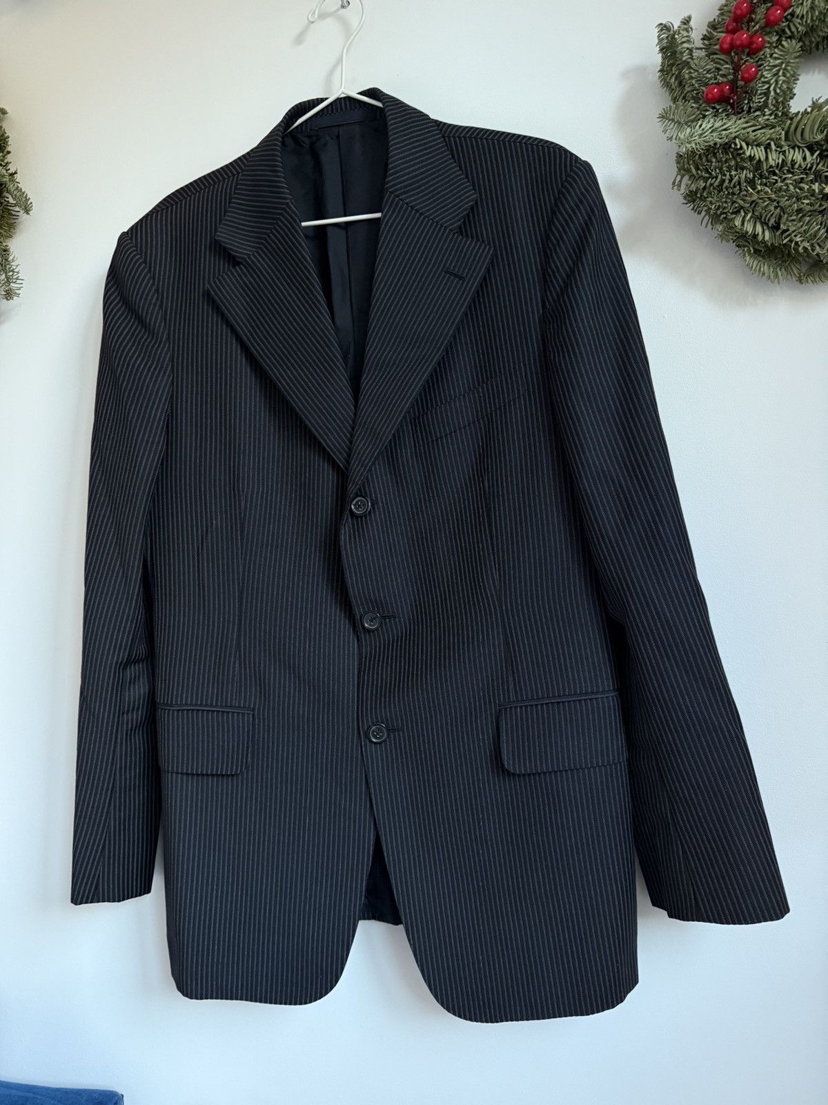 Gucci × Tom Ford × Vintage Gucci Vintage Wool Dark Navy Striped Blazer Jacket Size 50R - 2 Thumbnail