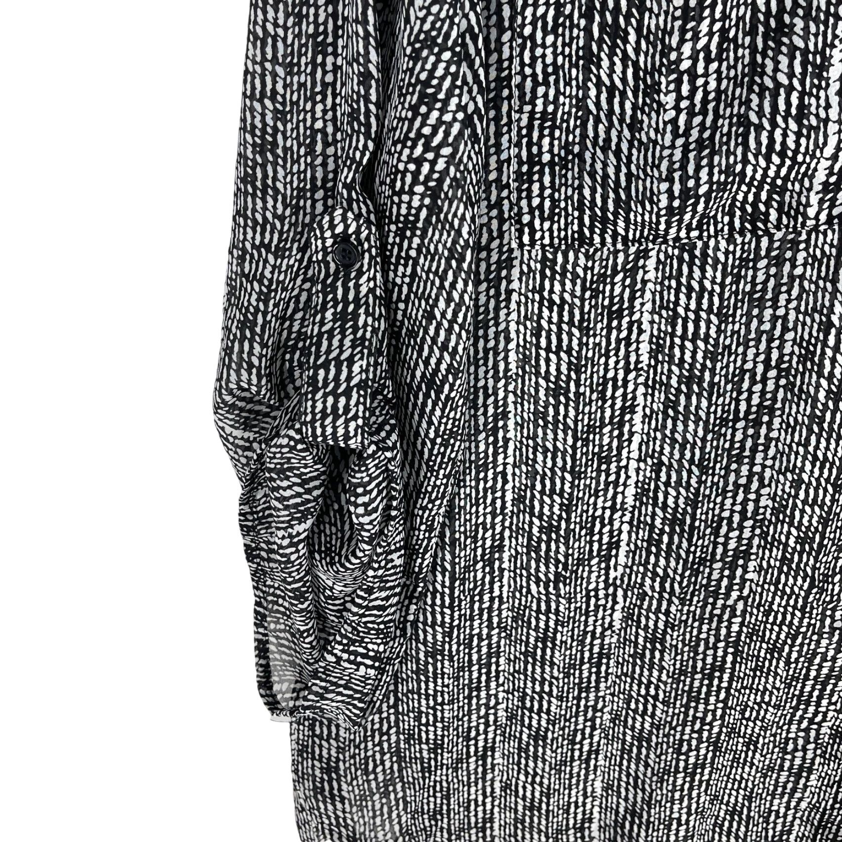 Vintage Covington Blouse Women XL Black White Geometric Long Sleeve V-Neck Button Tunic Casual Business Shirt Size XL / US 12-14 / IT 48-50 - 3 Thumbnail