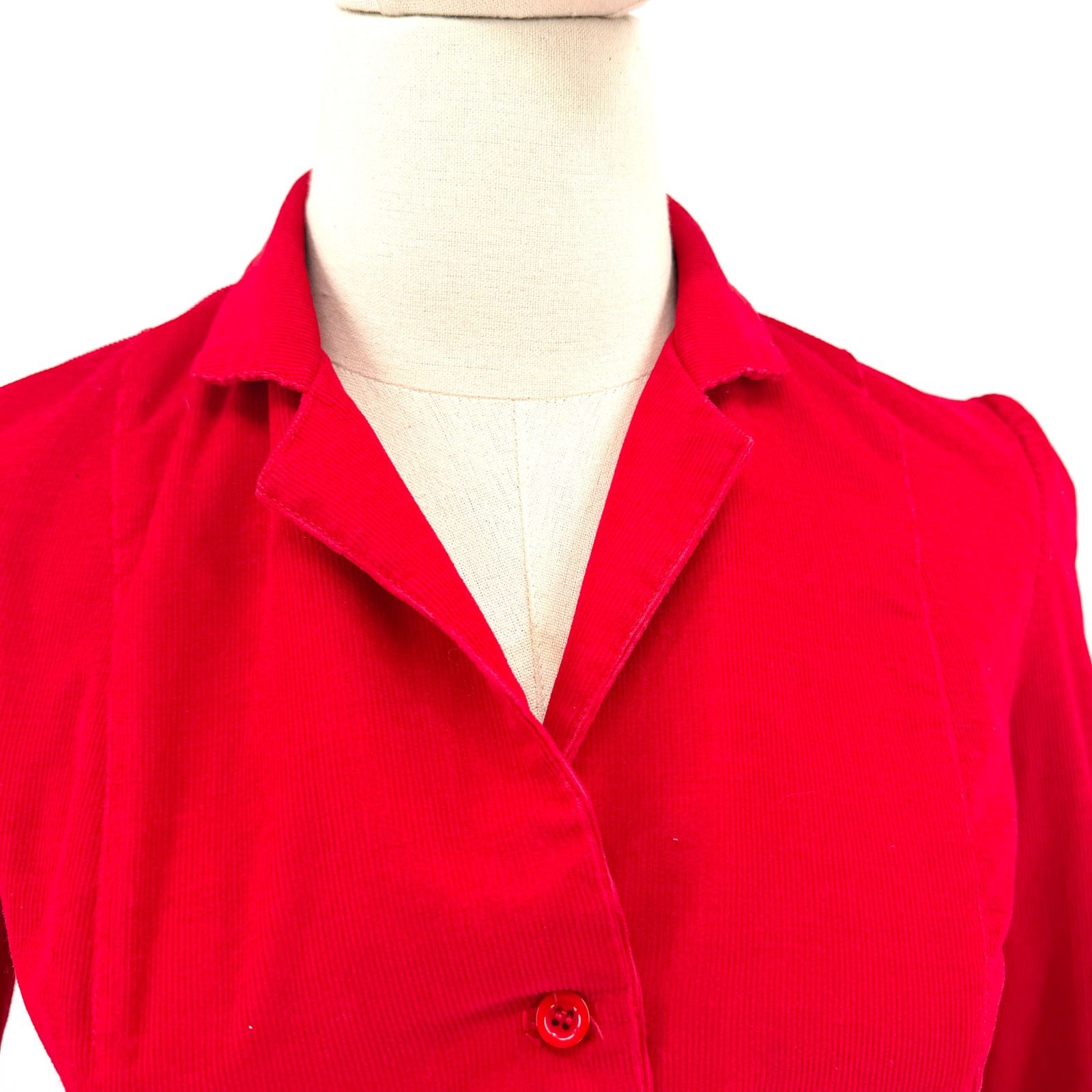 Vintage Vintage 80s Red Corduroy Sweetheart Bodice Dress Size S / US 4 / IT 40 - 2 Thumbnail