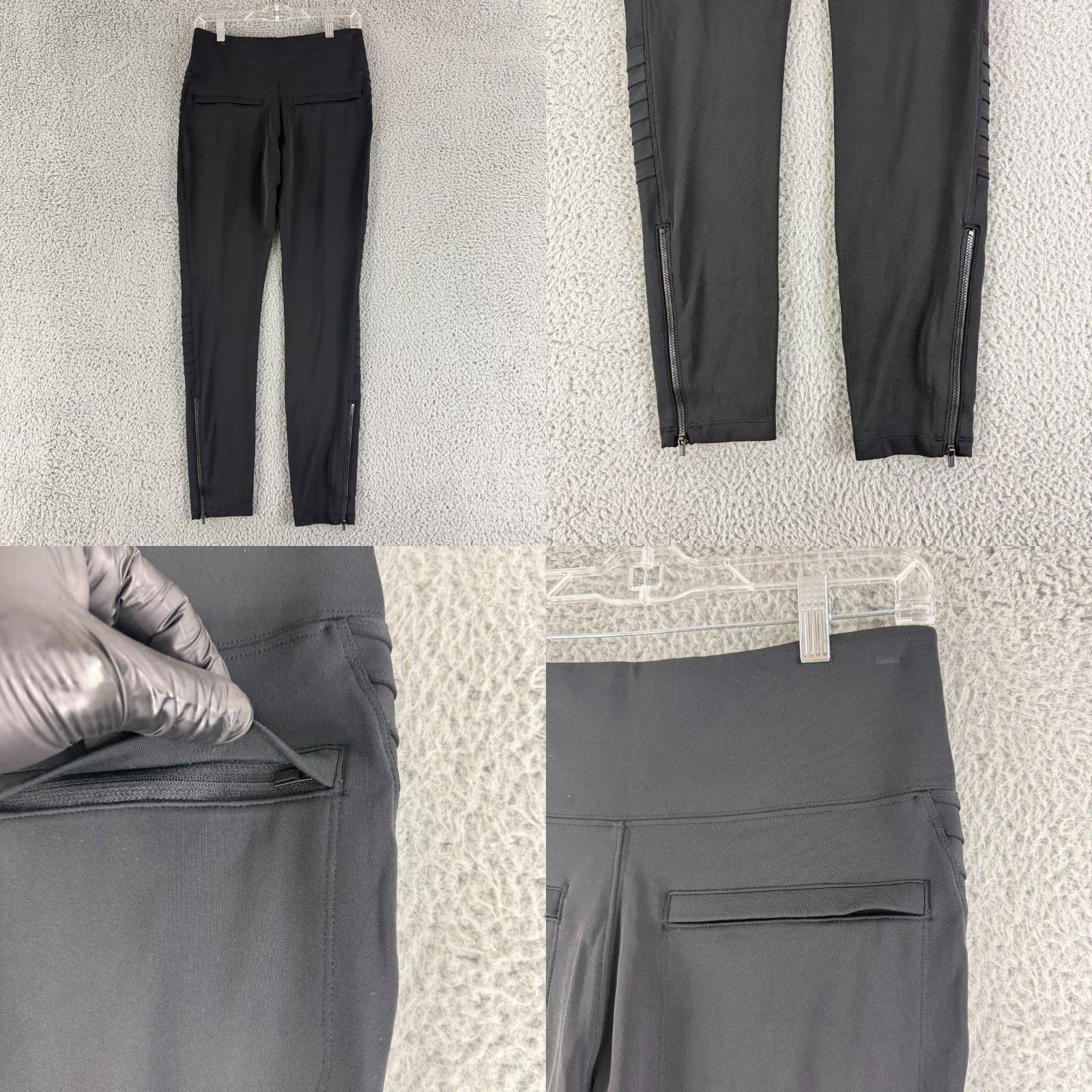 Athleta Athleta Leggings Womens M Black Ankle Zipper Pull On Stretch Delancey Moto Size 32" / US 10 / IT 46 - 8 Thumbnail