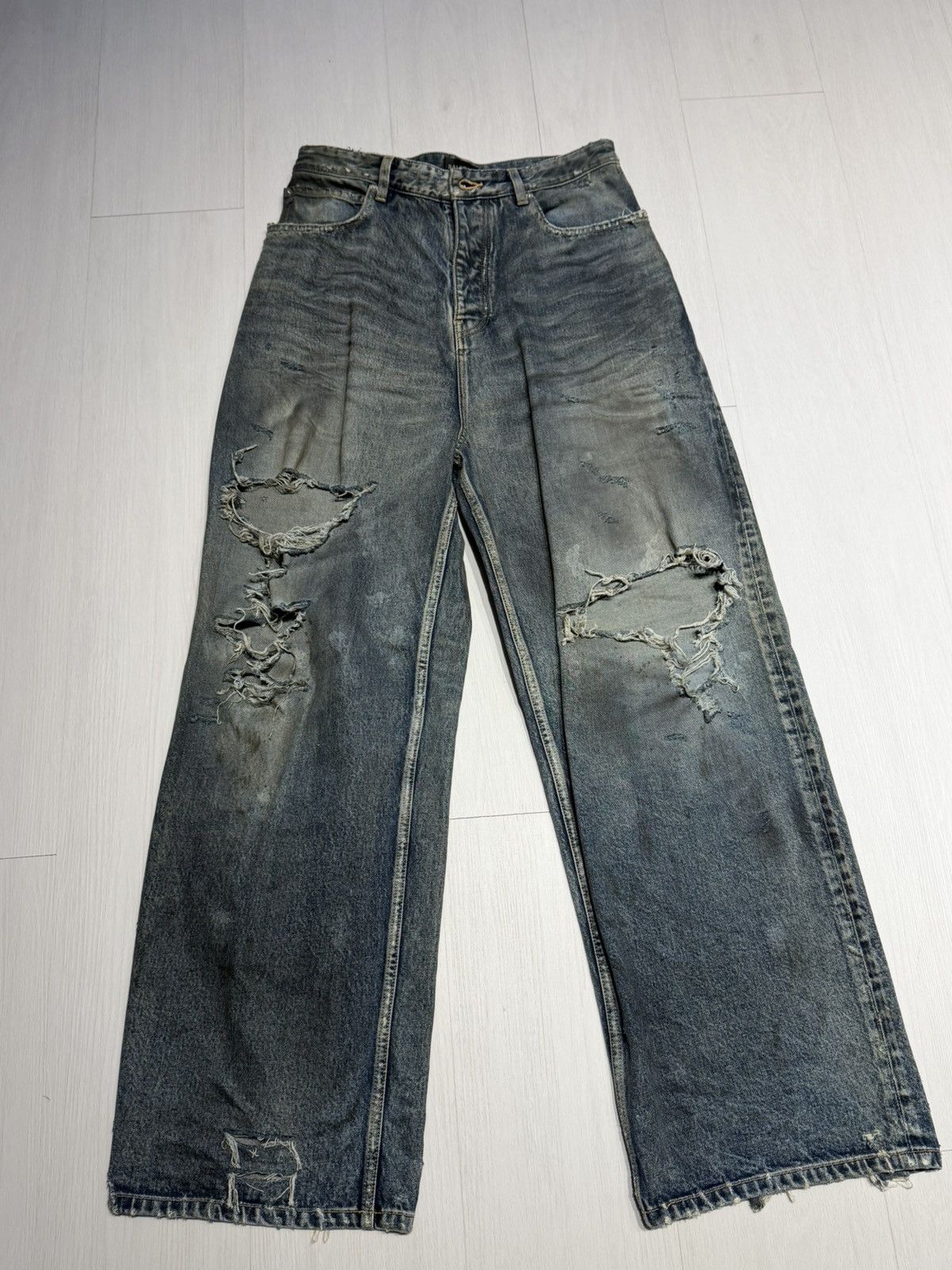 Balenciaga Balenciaga Mud Show Oil Spill Distressed Pants XS Size US 30 / EU 46 - 1 Thumbnail